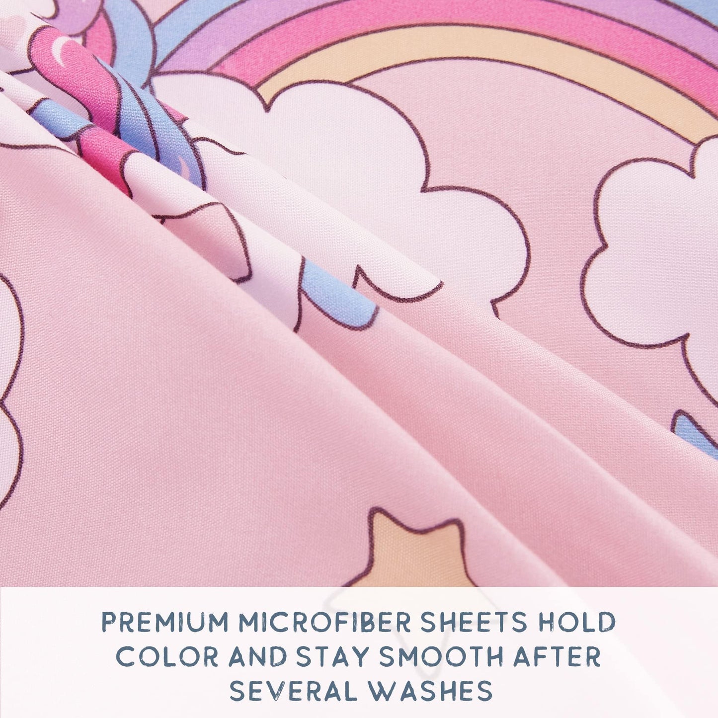 Softan Kids Bed Sheet Set, 3-Piece Twin Sheets Set, Microfiber Fitted Sheet with 15 Inches Deep Pocket and Corner Straps, Breathable & Silky Soft Pink Unicorn Pattern Sheet and Pillowcase Sets