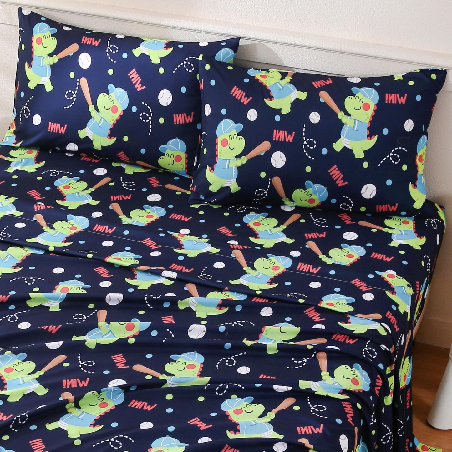 ChicView Twin Sheet Set Kids,3 Pieces Breathable Soft Microfiber Bedsheets for Child Boys Girls, Anti Pilling Deep Pockets Easy Care Bed Sheets, Dino