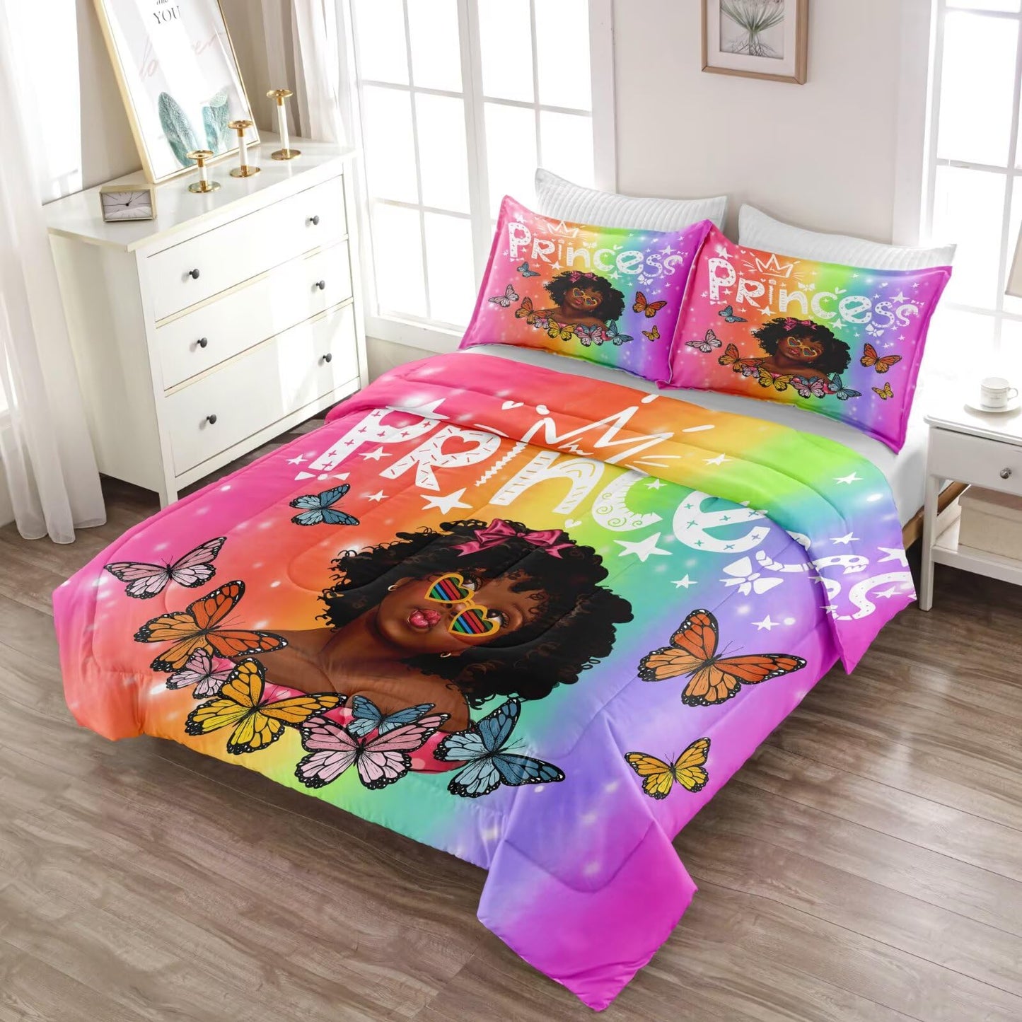 GRAT TIOC Black Girl Comforter Set Twin for Kids Teens,Girls Comforter Set for Melanin,Black Girl Magic Bedding Set,Afro Kid Bed Bedroom Set