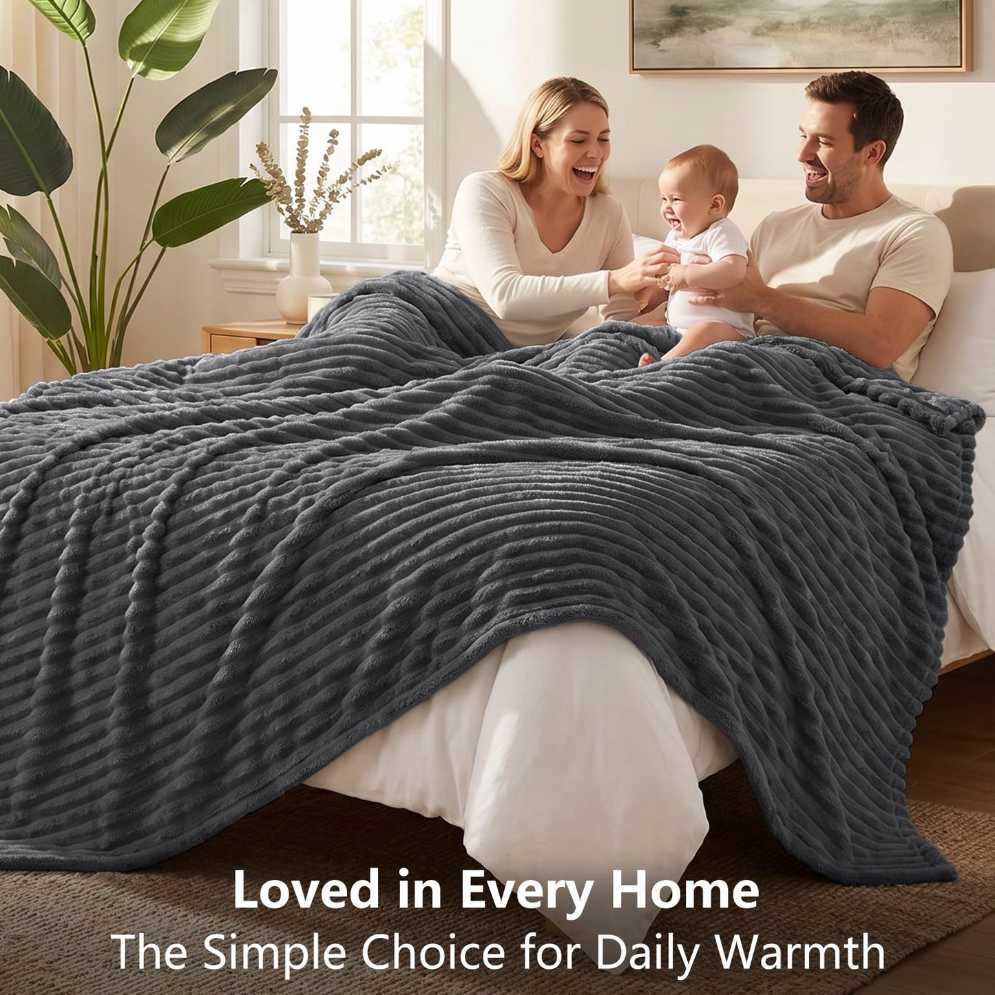 CozyLux Dark Grey Throw Blanket for Couch & Bed - 300GSM Soft Plush Fleece, 50"x60" Lightweight All Season Blanket for Travel, Aesthetic Home Decor, Graduation & Birthday Gifts for Women Men