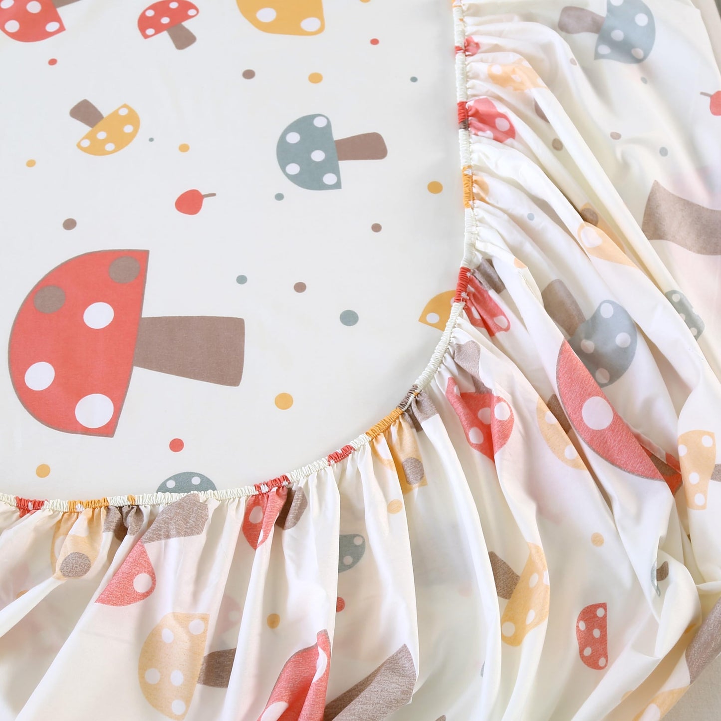 SDIII Cute Mushroom Fitted Sheet Twin with 2 Pillowcases, Deep Pocket Soft Microfiber Mushroom Sheet Twin for Boys Girls Kids and Teens