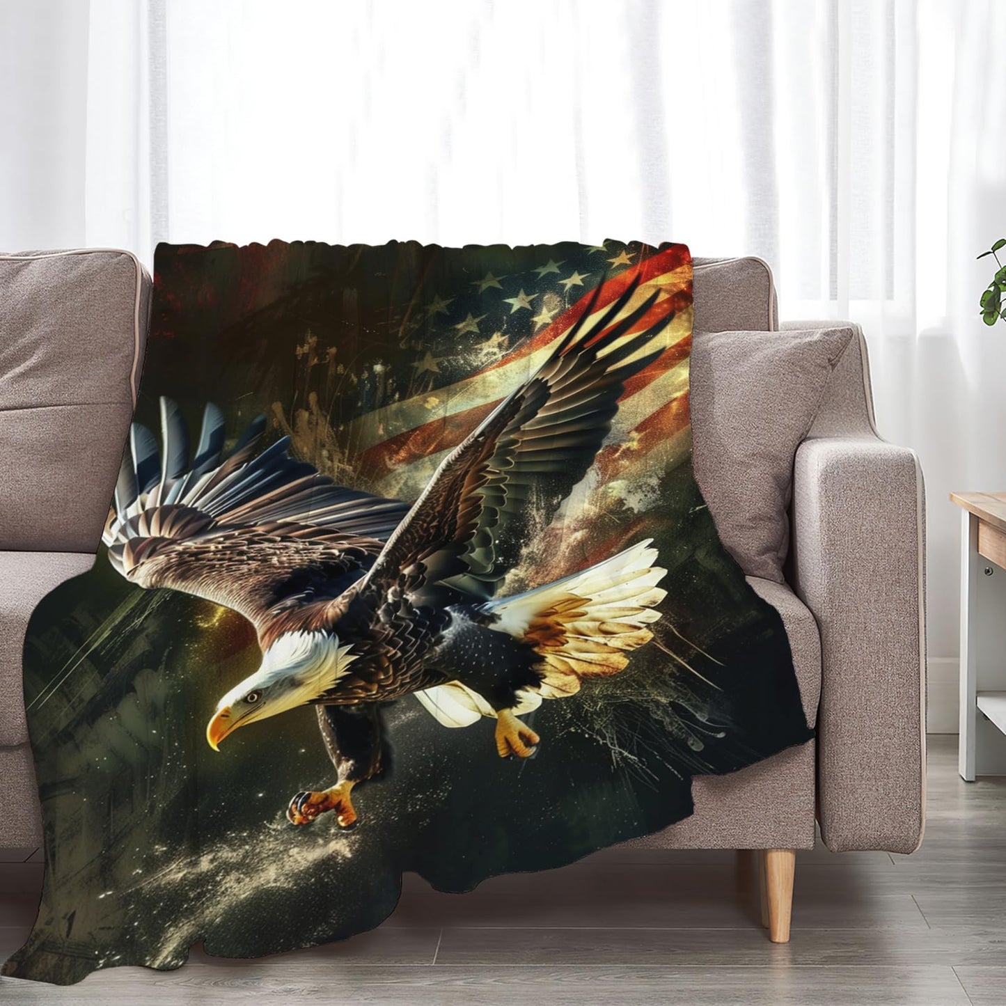 Tijuboni American Eagle Throw Blanket Eagle Gifts for Girls Boys Women Men Kids Adults Soft Flannel Fleece Blanket for Couch Sofa Bed Home Decor 40"x50"