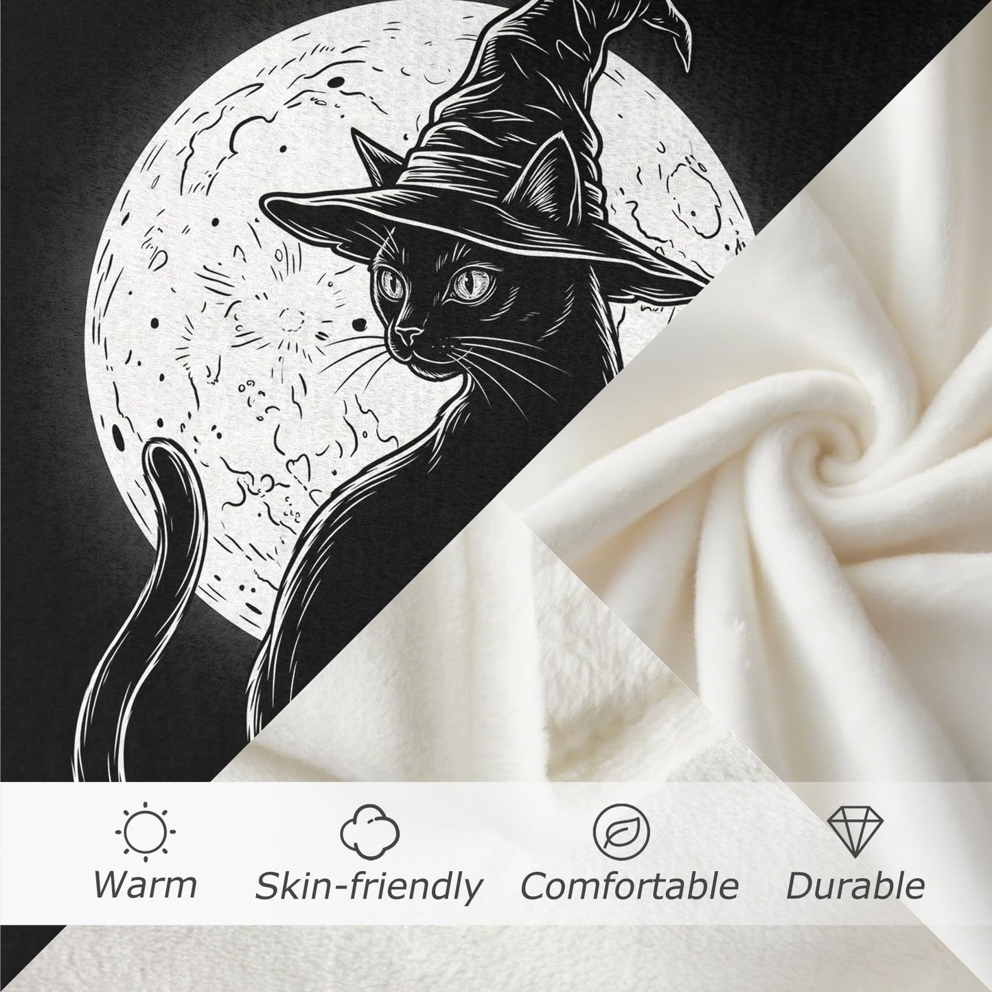 GEDAEUBA Black Cat Blanket Halloween - Witchy Fleece Blanket Throw, Soft Cozy Blankets & Throws for Couch, Bed, and Sofa, 50x60 inches