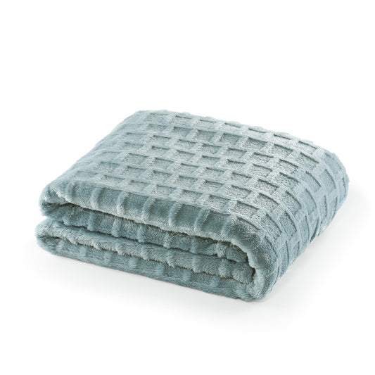 CBCHome Velvet Plush Jacquard Tile Throw Blanket for Couch - Buttery Soft, Cozy Throw, for Women (Aqua, 50" x 60")