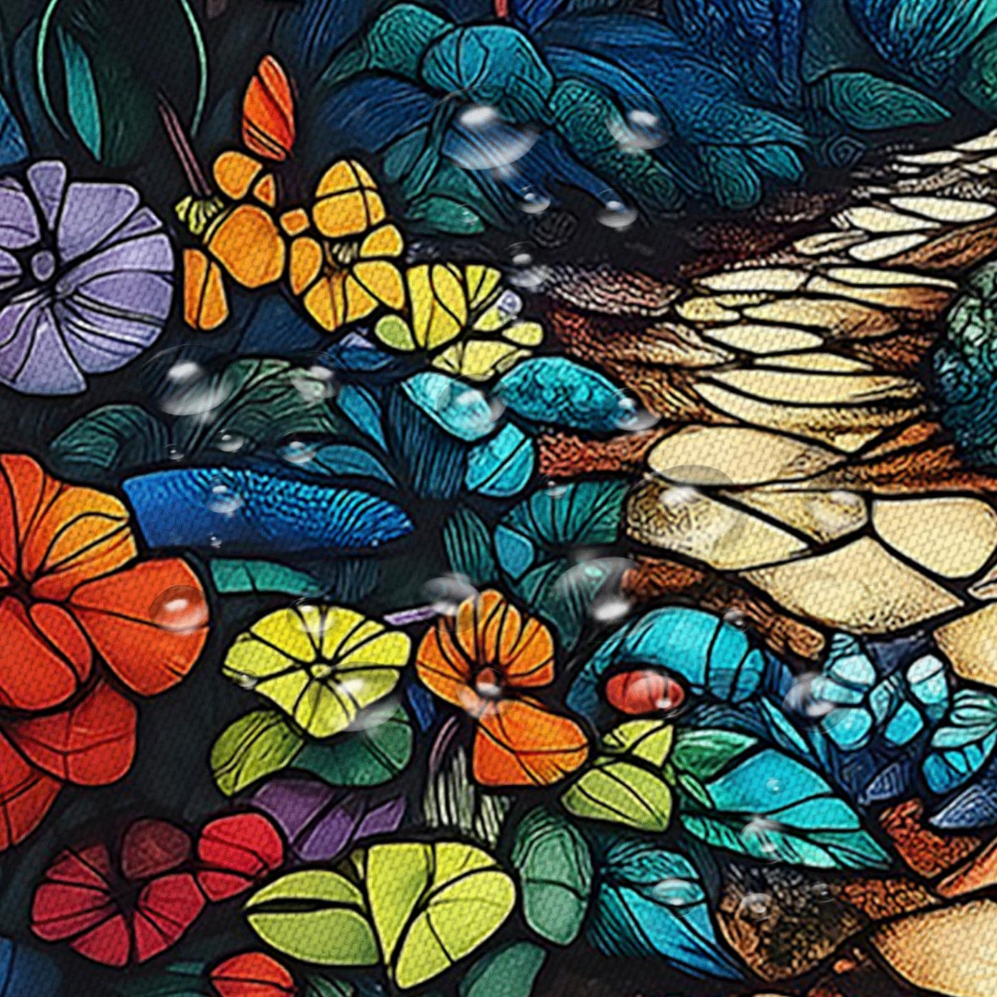 Fantasy Forest Shower Curtain Stained Glass Fairy Garden Mushroom Full Moon Wonderland Wood Tale Tree Magical Spring Floral Bath Curtain Fabric Bathroom Accessories Decor with Hooks (70.00"LX70.00"W)