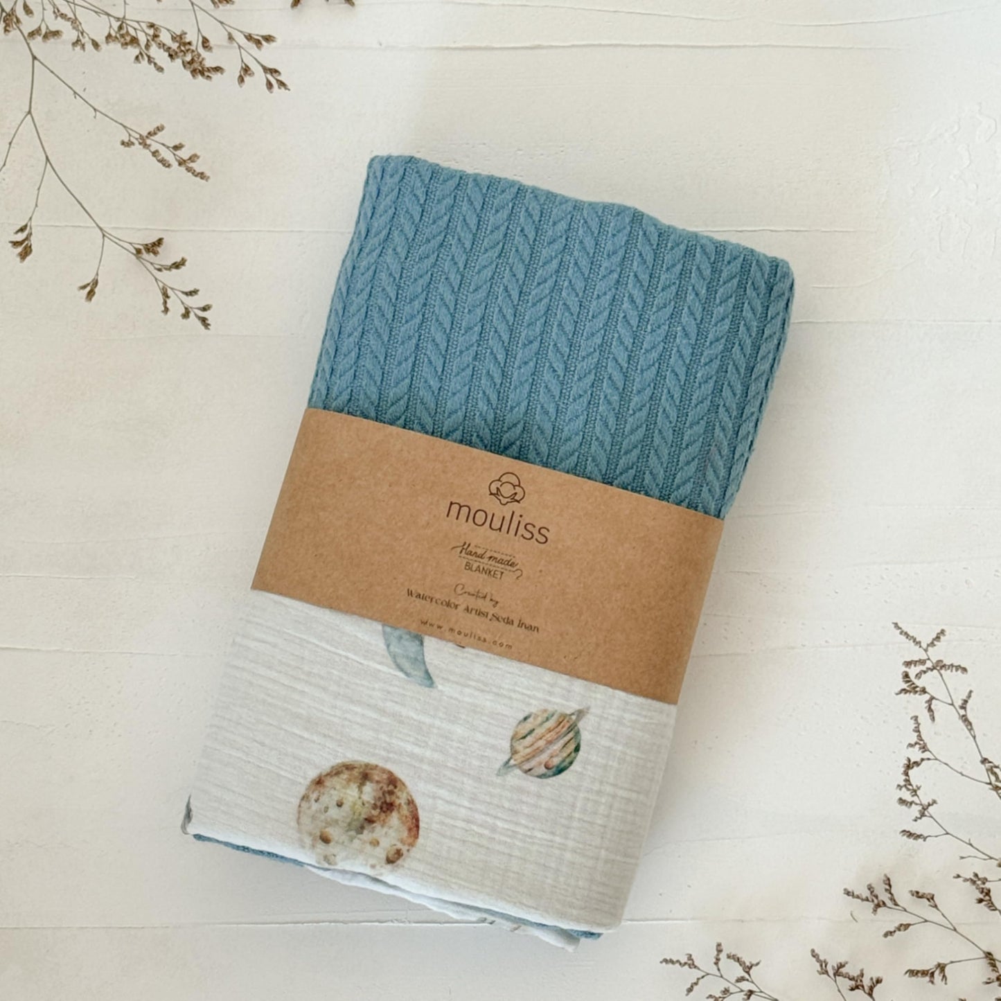 Mouliss Personalized Baby Blanket with Name – Handmade 100% Organic Cotton Newborn Gift | Custom Knit Blanket for Boys, Girls, Kids & Baby Showers