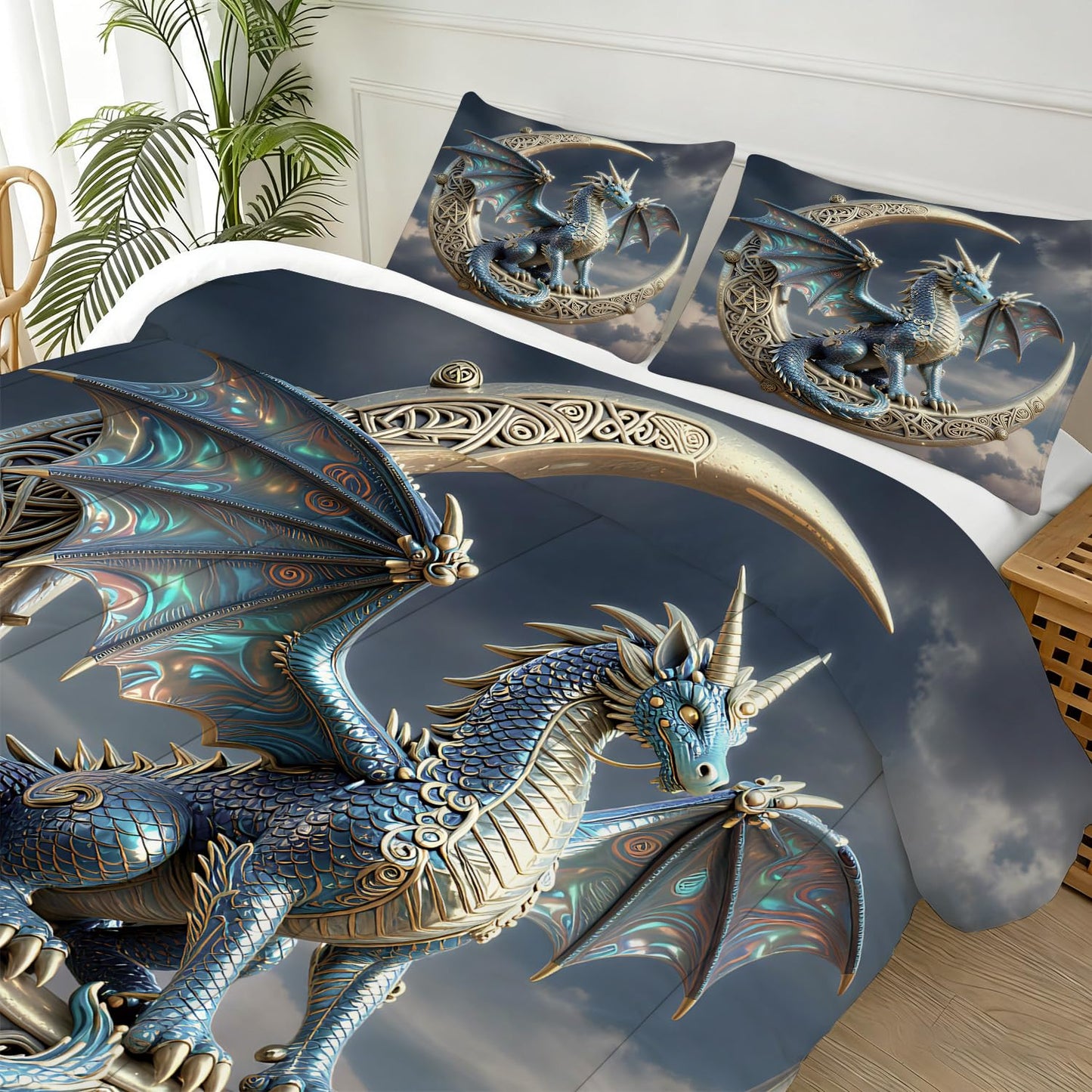 CERYUEE Dragon Comforter Set Twin Size 3D Dinosaur Bedding Set Pterosaur Quilt Bed Sets for Kids Boys Teens Bedroom Decor 1 Comforter+ 1 Pillowcase