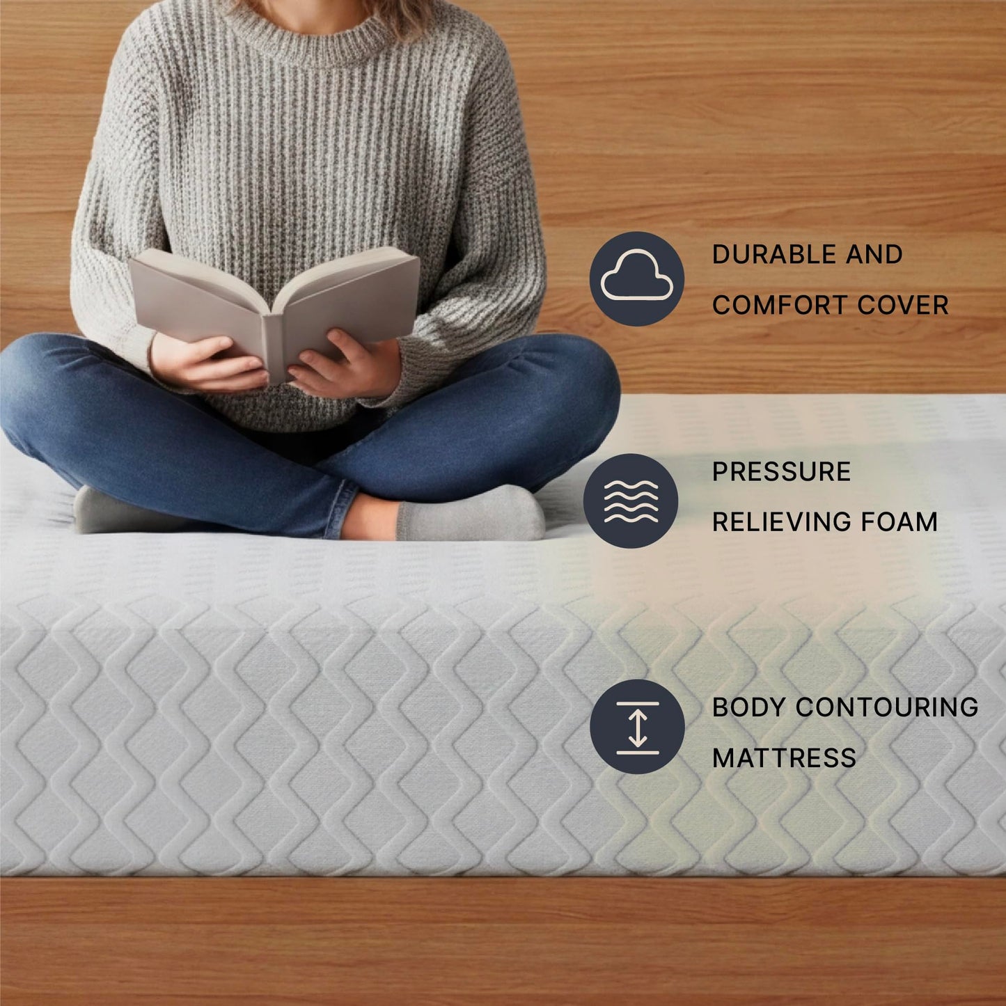 Signature Design by Ashley Queen Size Chime 10 Inch Medium Firm Memory Foam Mattress with Green Tea & Charcoal Gel for Pressure Relief, Fiberglass Free, Mattress In A Box