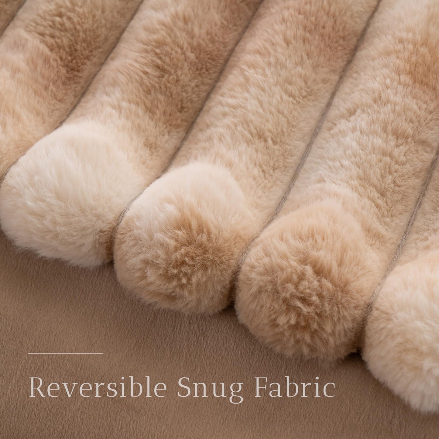 Battilo Beige Throw Blanket for Couch, Cozy Warm Plush Striped Rabbit Fur Throw Blanket for Bed, Super Soft Fuzzy Faux Fur Blanket for Living Room Bedroom, Home Decor & Gifts, 50"x60"