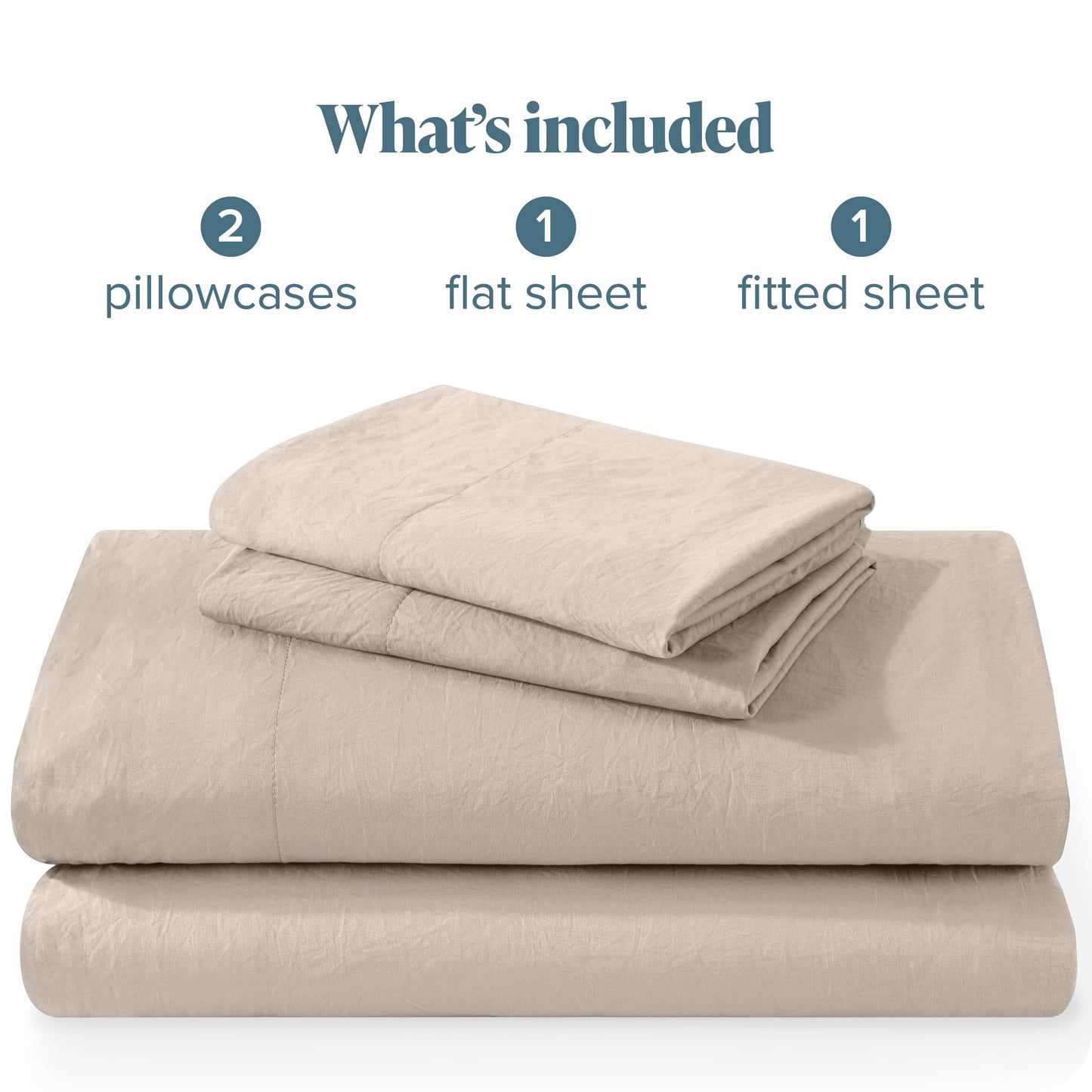 Bare Home Queen Sheet Set - Luxury 1800 Ultra-Soft Stonewashed Microfiber - Brushed - Deep Pockets - Easy Fit - Breathable Bedding - Sheet Sets & Pillowcases (Queen, Pebble Beach)