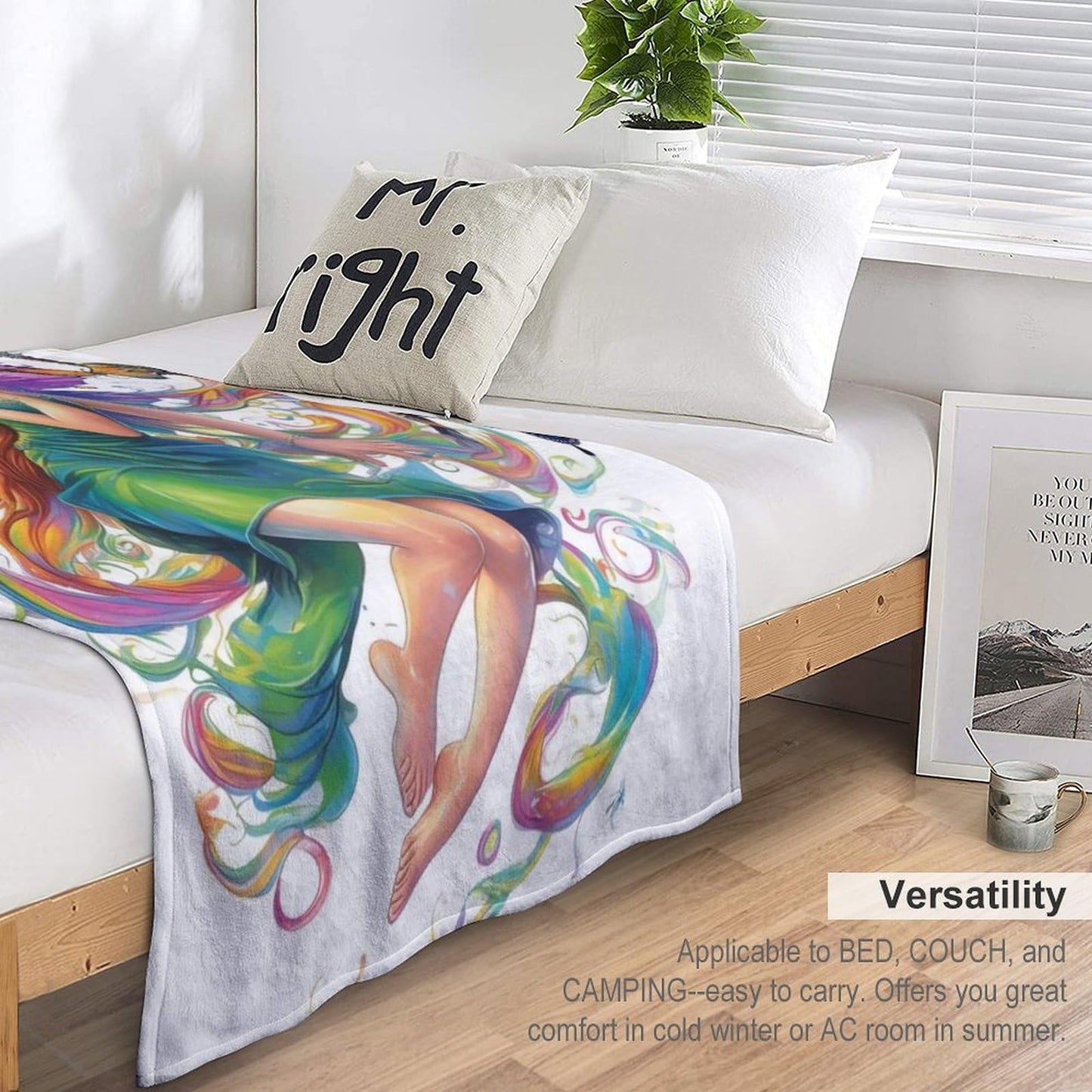EFOKDRP Beautiful Butterfly Fairy Flannel Throw Blanket, 50x60 Inch Magical Fantasy Nature Art Cozy Home Decor for Sofa, Bedroom or Living Room
