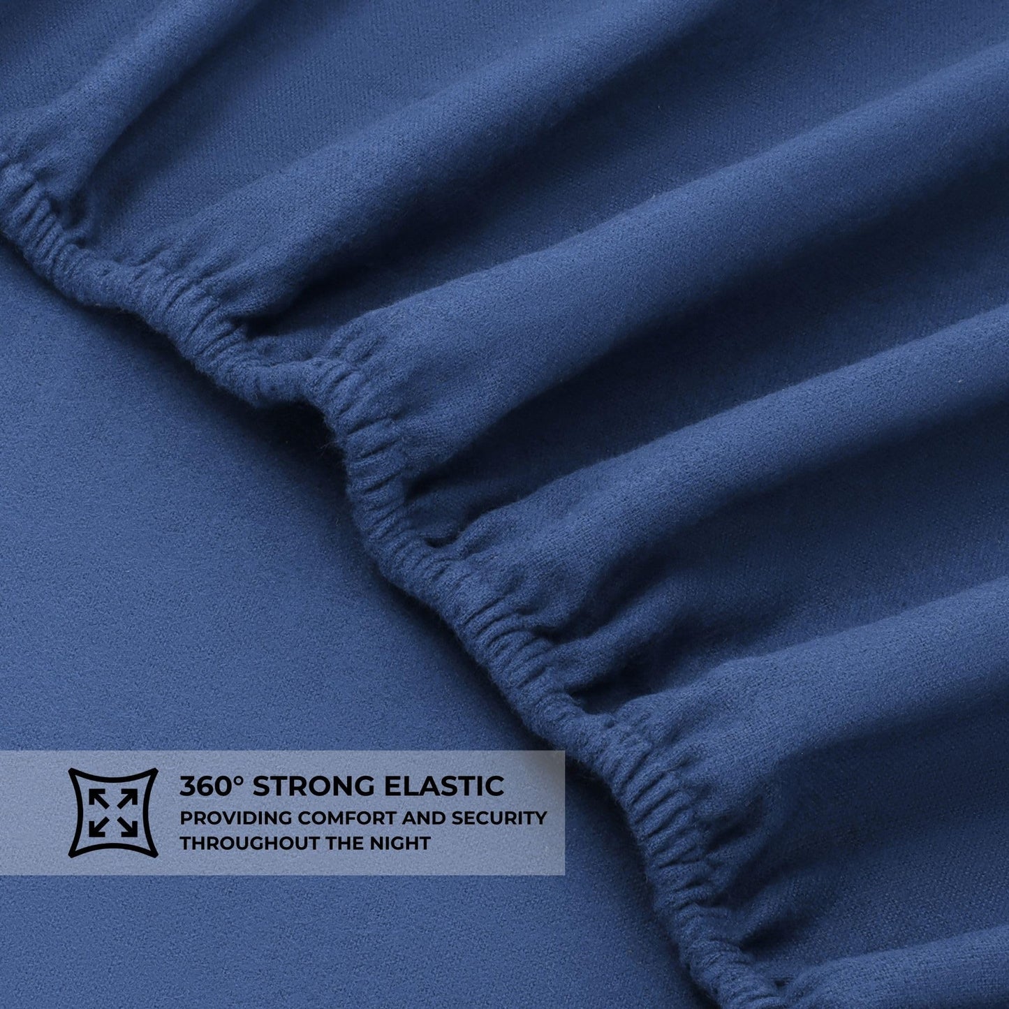 Featherhead 100% Cotton 4PCs Flannel Sheet Set | Double-Brushed for Extra Softness, Warm & Breathable, Extra Deep Pockets fits Up to 17” (Navy Blue, Full)