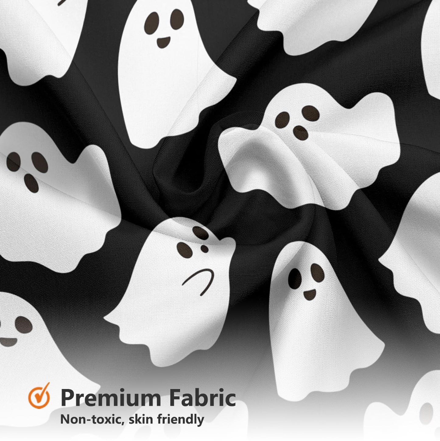 MEHOFOND Halloween Ghost Shower Curtain Cute Funny Cartoon Ghosts Bathroom Curtain Kids Black and White Spooky Skeleton Home Bathtub Decor Fabric Waterproof Bath Curtain with 12 Hooks 72x72 Inch