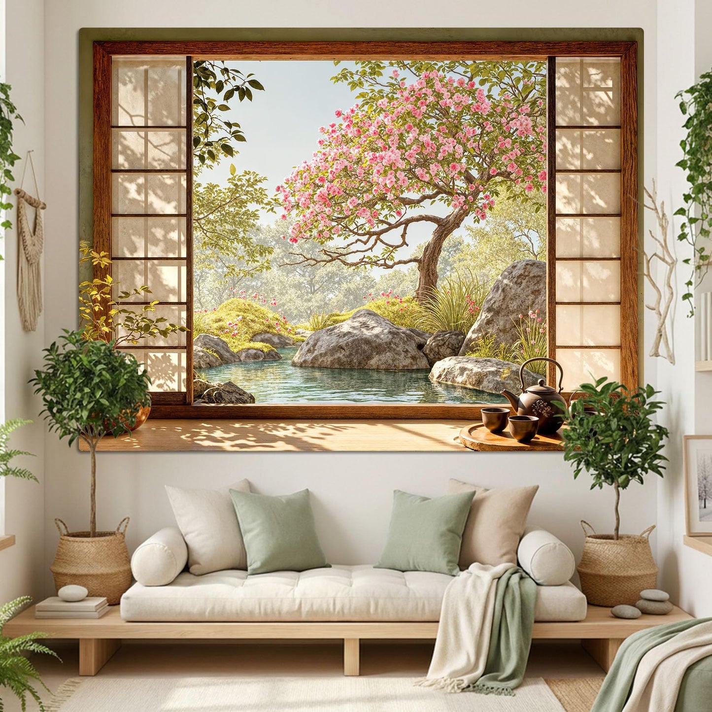 Lifeel Japanese Scenery Tapestry, Aesthetics Nature Landscape Tapestries, Asian Home Decor for Bedroom Meditation Room Living Room, 36x48 inches