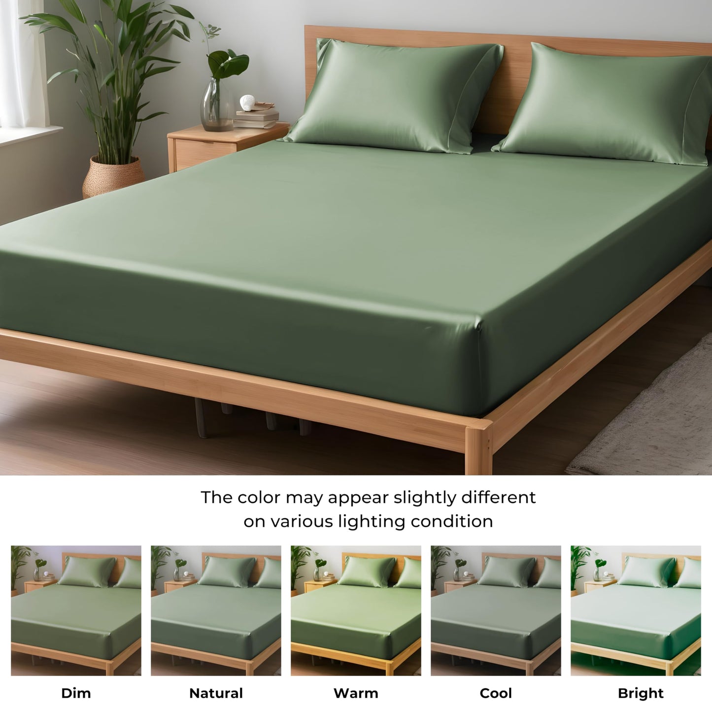 LINENWALAS Fitted Sheet Only Viscose Derived from Bamboo, Bottom Sheet for Full Size Bed – 16” Deep Pocket, All Around Snug Fit – Cooling, Breathable, Soft, Hypoallergenic (Avocado Green, Full)
