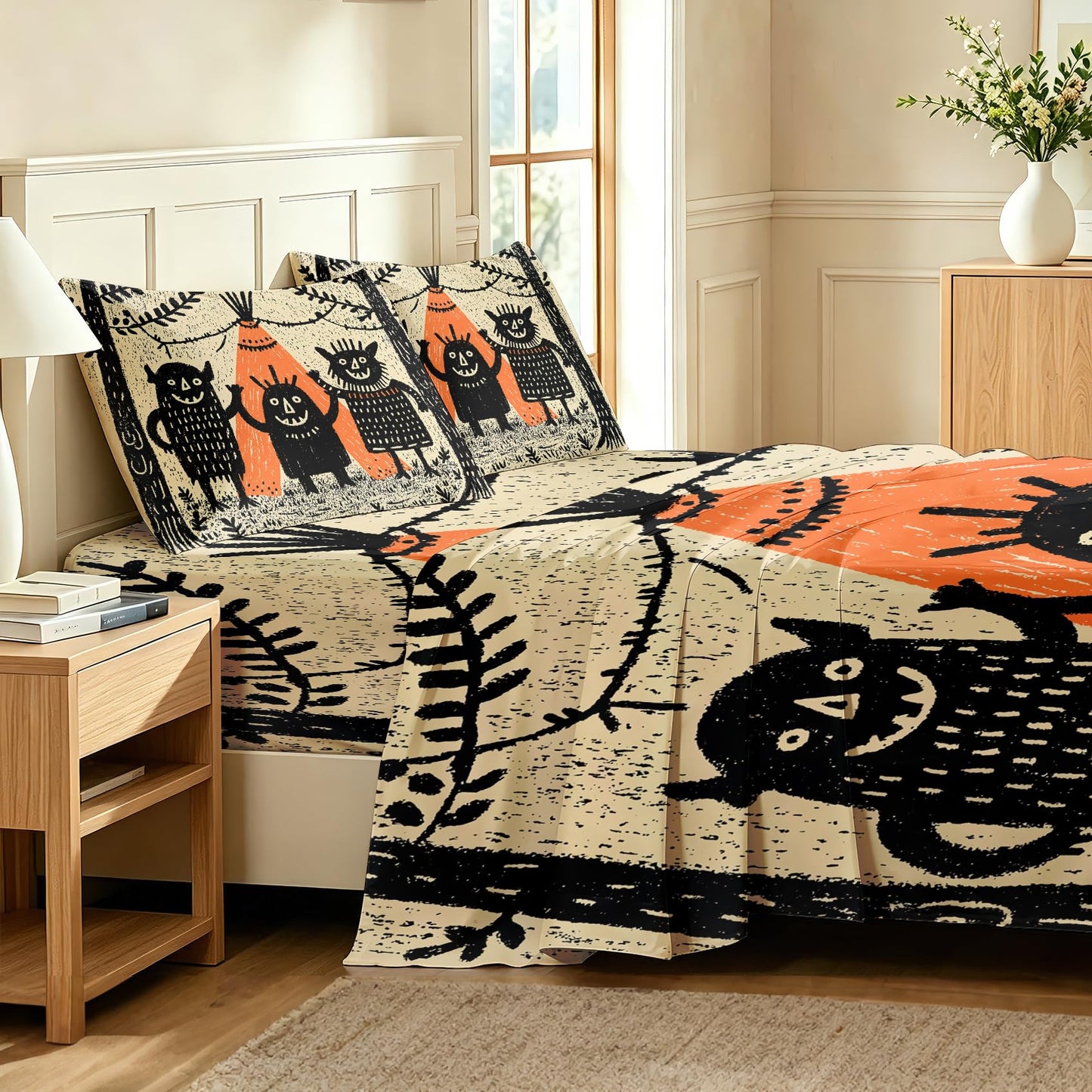 Cute Monsters Queen Bedding Set Kids Cartoon Sheet Sets