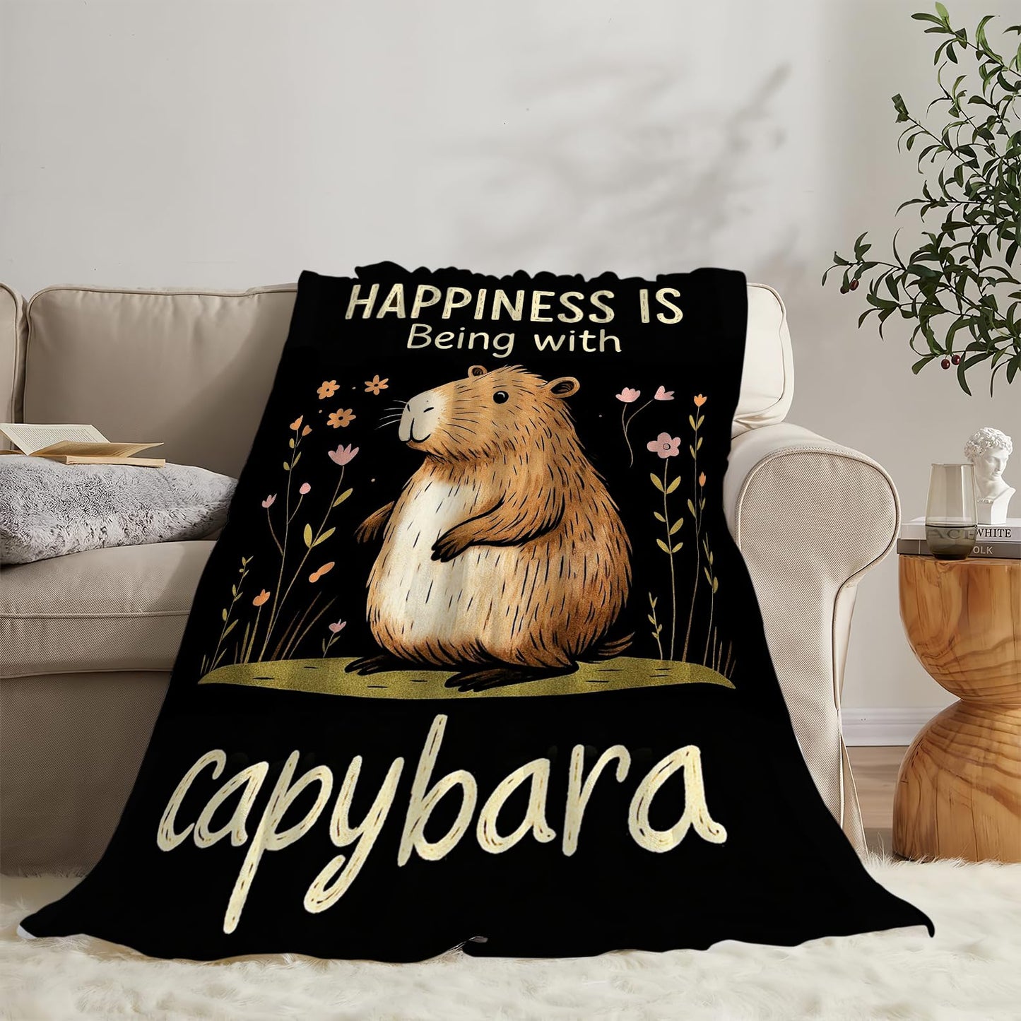 Capybara Blanket Cute Capybara Throw Blanket Soft Warm Cozy Fleece Fuzzy Plush Flannel Blankets Gifts for Girls Women Boys Kids Adults 40"X50"