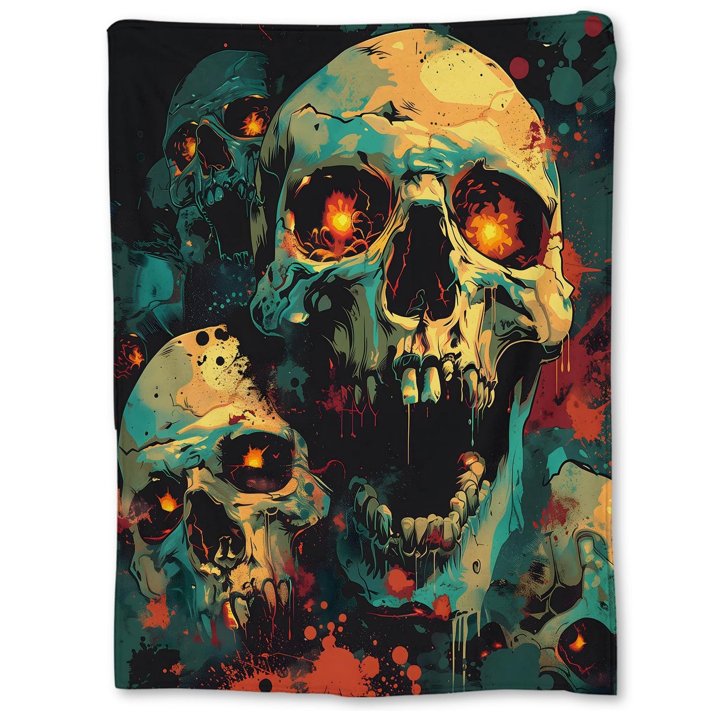 Ti Caldi Terrifying Skull Blanket | Soft Warm Fuzzy Lightweight Flannel Creepy Throw Blanket for Couch, Bed, Halloween Decor, Travel & Outdoor Use, Cozy Blankets for Adults Women Men 60×50 in