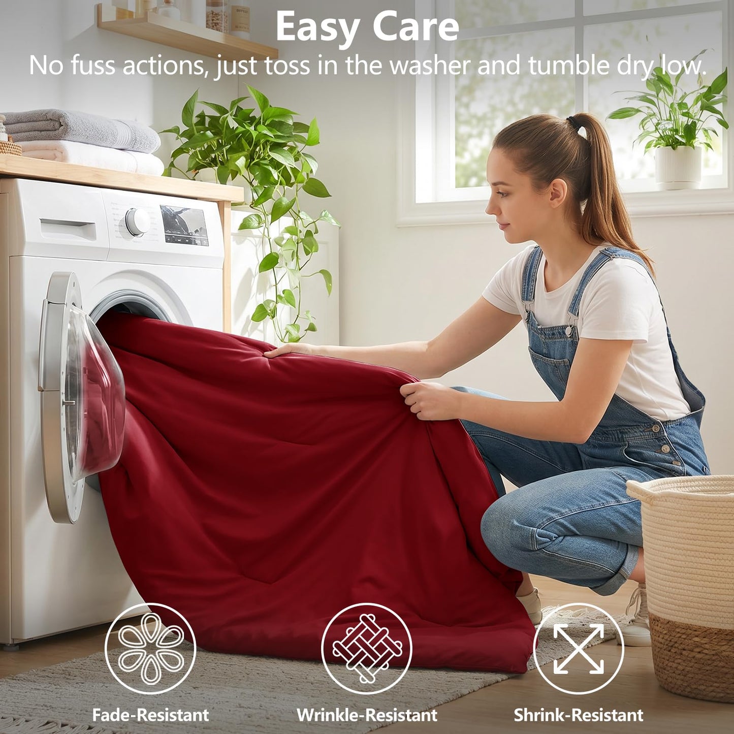 CozyLux Queen Comforter Set Dark Red, 7 Pieces Bed in a Bag Queen Comforter Set with Sheets, Luxury Soft Bedding Sets with Down Alternative Comforter, Fitted Sheet, Flat Sheet, Pillowcases & Shams