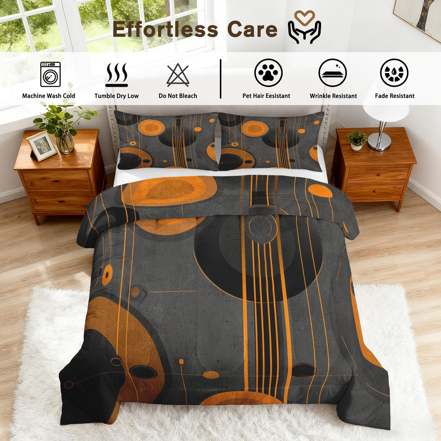 ZDABAOEC Mid Century Queen Comforter Set 3 Piece, 2 Pillow Shams, Modern Abstract Geometric Reversible Down Alternative All Season Bedding, Soft Microfiber, Mid Century Bedroom Decor