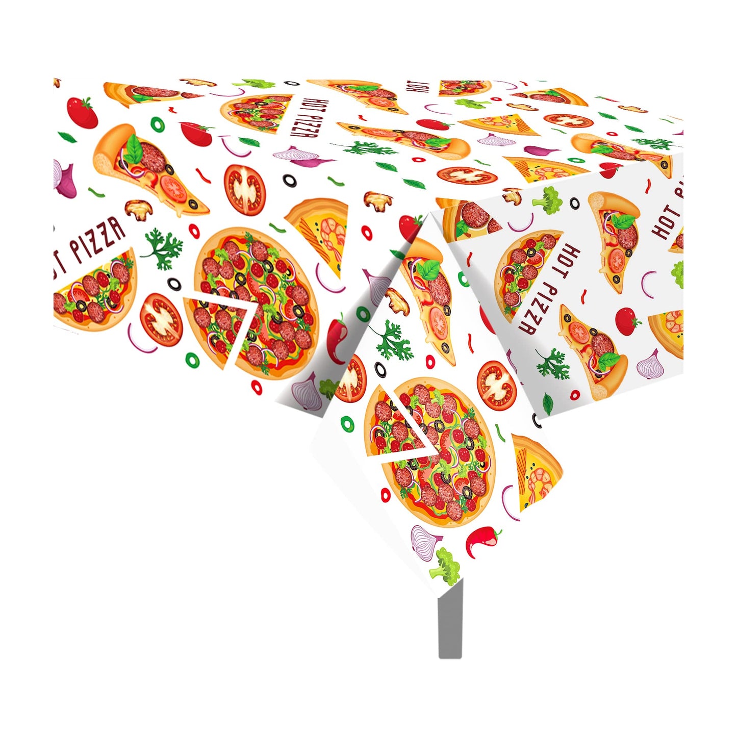 CC HOME 1 Pack Pizza Party Plastic Tablecloth 54 x 87 Inch Long Rectangular Table Cover for Buffet,Birthday Party Holiday Dinner,Picnic or Tablecloth for Kitchen Event Use