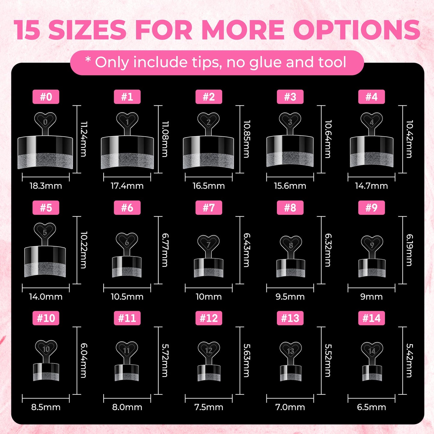 UNA GELLA Half Cover Square Toe Nail Tips For Big Wider Toe, 510Pcs 15Sizes Soft Gel Pre-etched Fake Toenails Press On Nails For Nail Extensions Home DIY Nail Salon