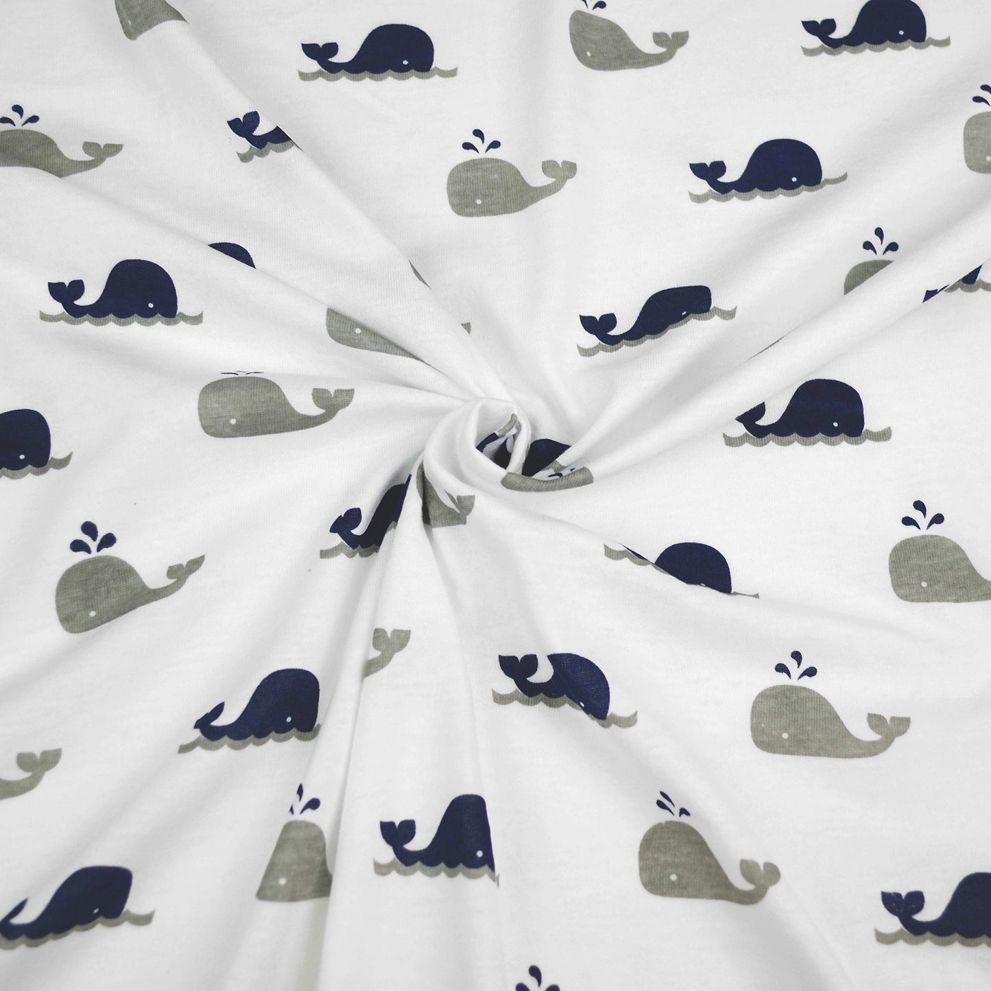 TL Care 2 Pack 100% Natural Cotton Fitted Pack and Play Sheets 39" x 27" - Soft & Breathable Pack N Play Sheets for Playard & Mini Crib Mattress, Navy Whale/Gray Zigzag, for Boys & Girls