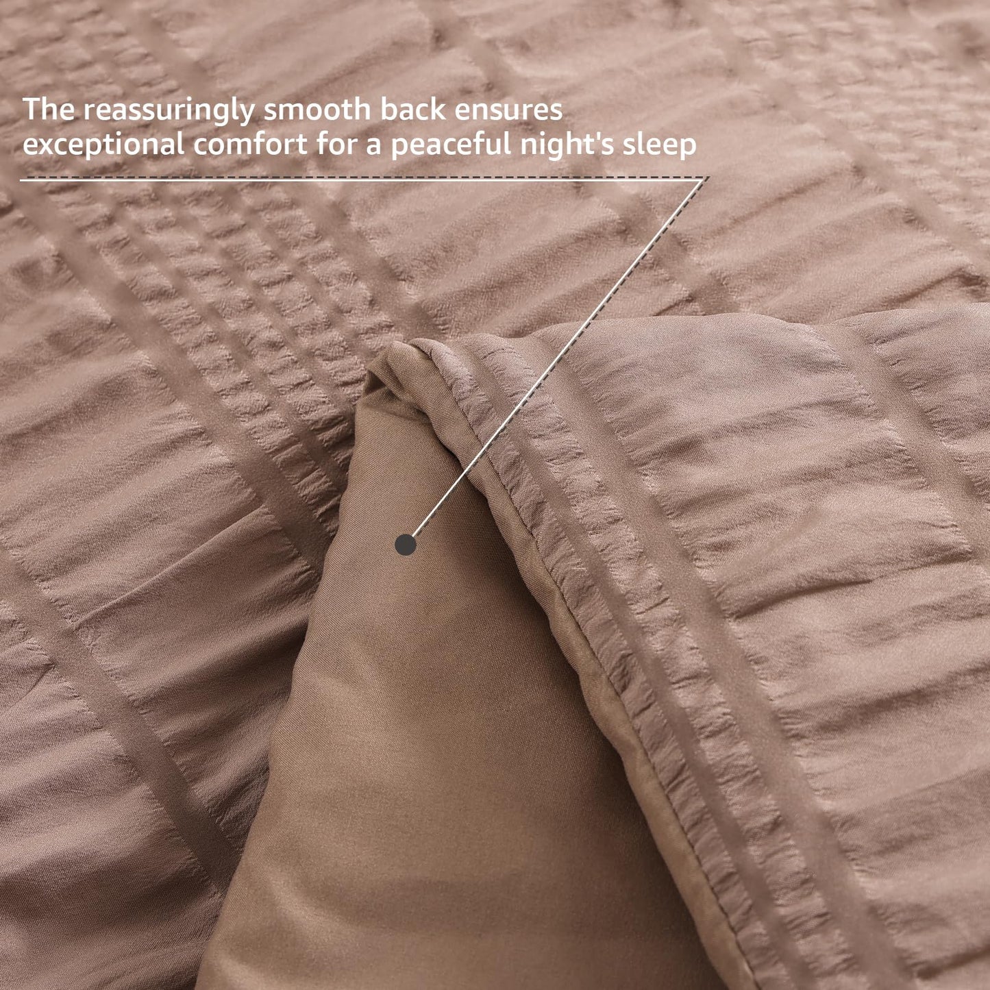 CASAAGUSTO Queen Comforter Set, 7 Pieces Brown Seersucker Bed in a Bag Queen Size Soft All Seasons, Bedding Sets with Comforter, Flat Sheet, Fitted Sheet, 2 Pillow Shams, 2 Pillowcases