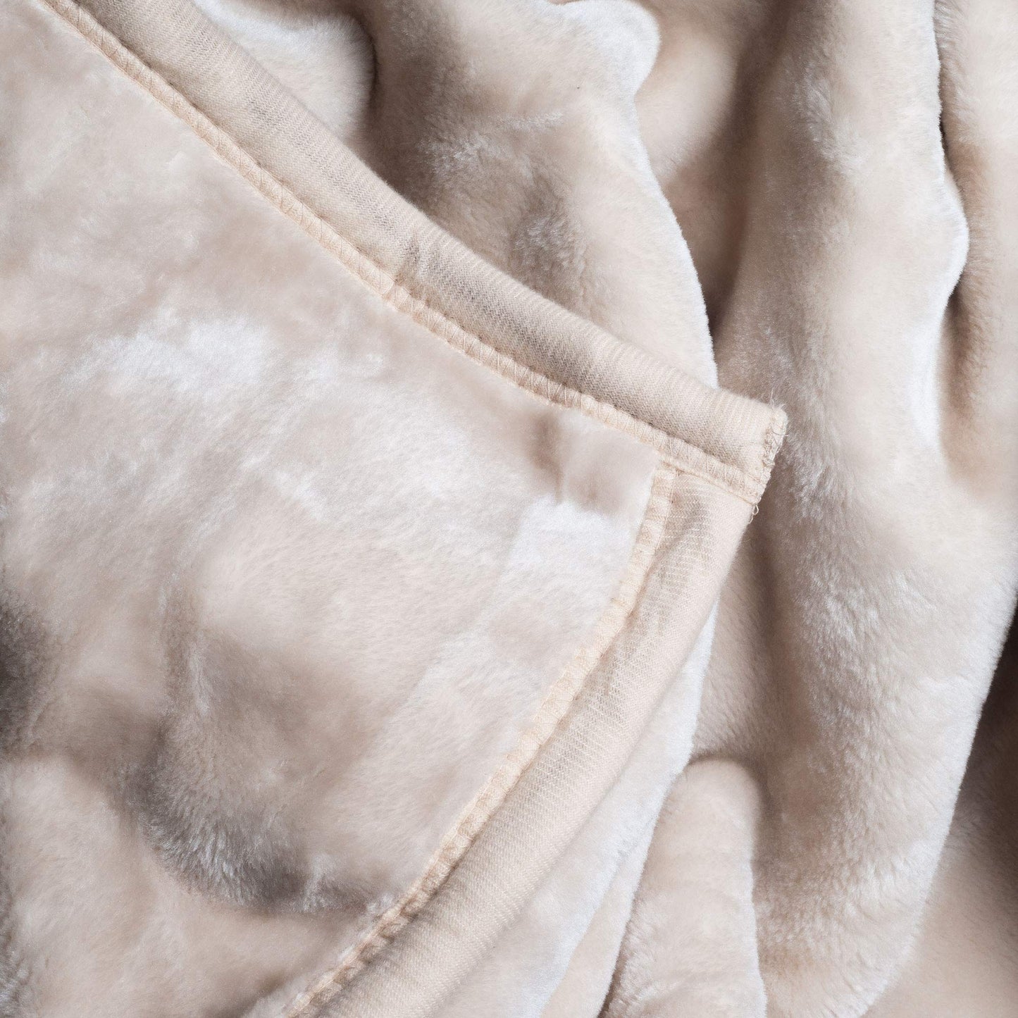 BH Solid Soft Heavy Thick Plush Mink Blanket 8 Pound - Beige