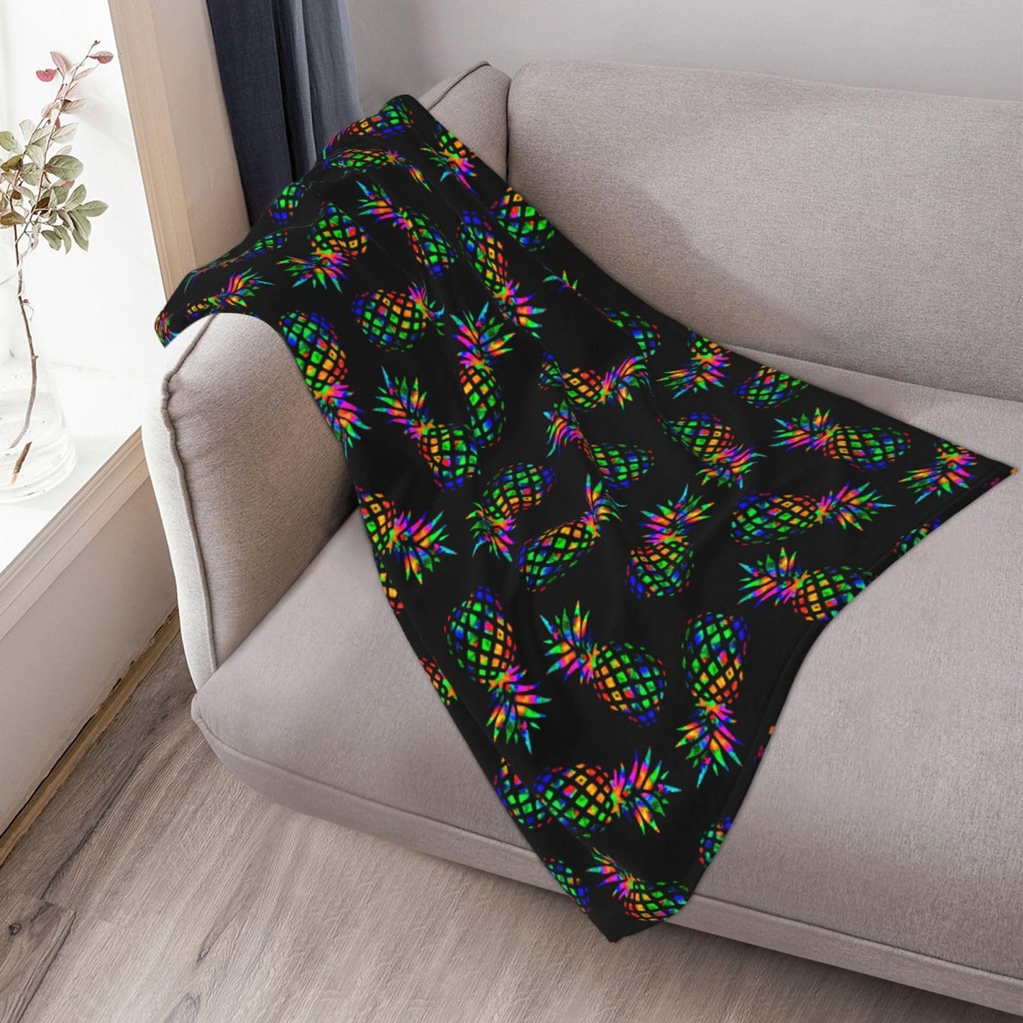 Tropical Pineapple Throw Blanket Gifts Soft Warm Fleece Blankets for Bed Chair Car Sofa Couch Bedroom 50 X40 Inch