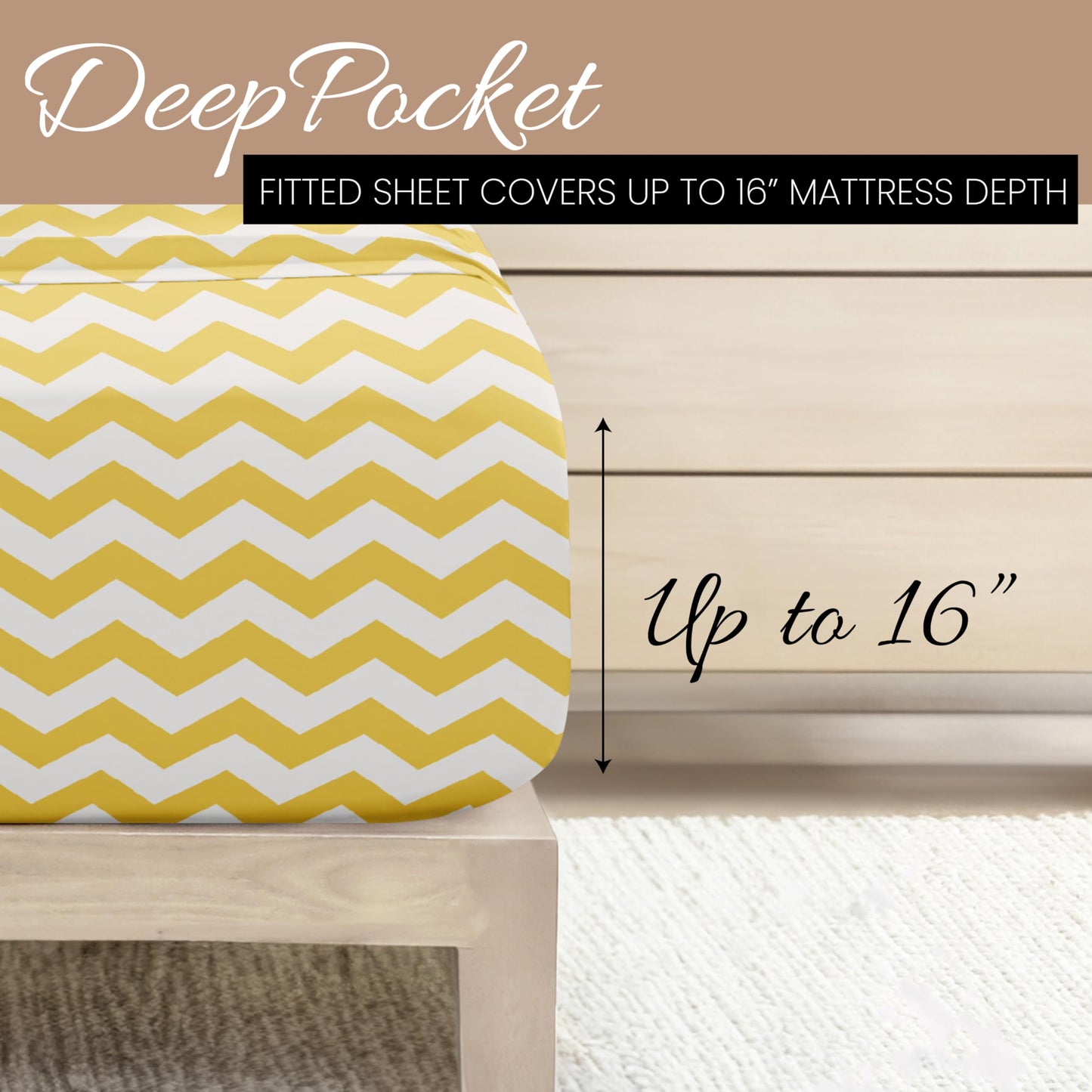 Linen Market Double-Brushed Patterned Microfiber Full Sheet Set 4 Piece – Oeko-TEX Certified Ultra Soft & Wrinkle-Free - 16" Deep Pocket Sheets - Easy Care Full Size - Arrow Yellow