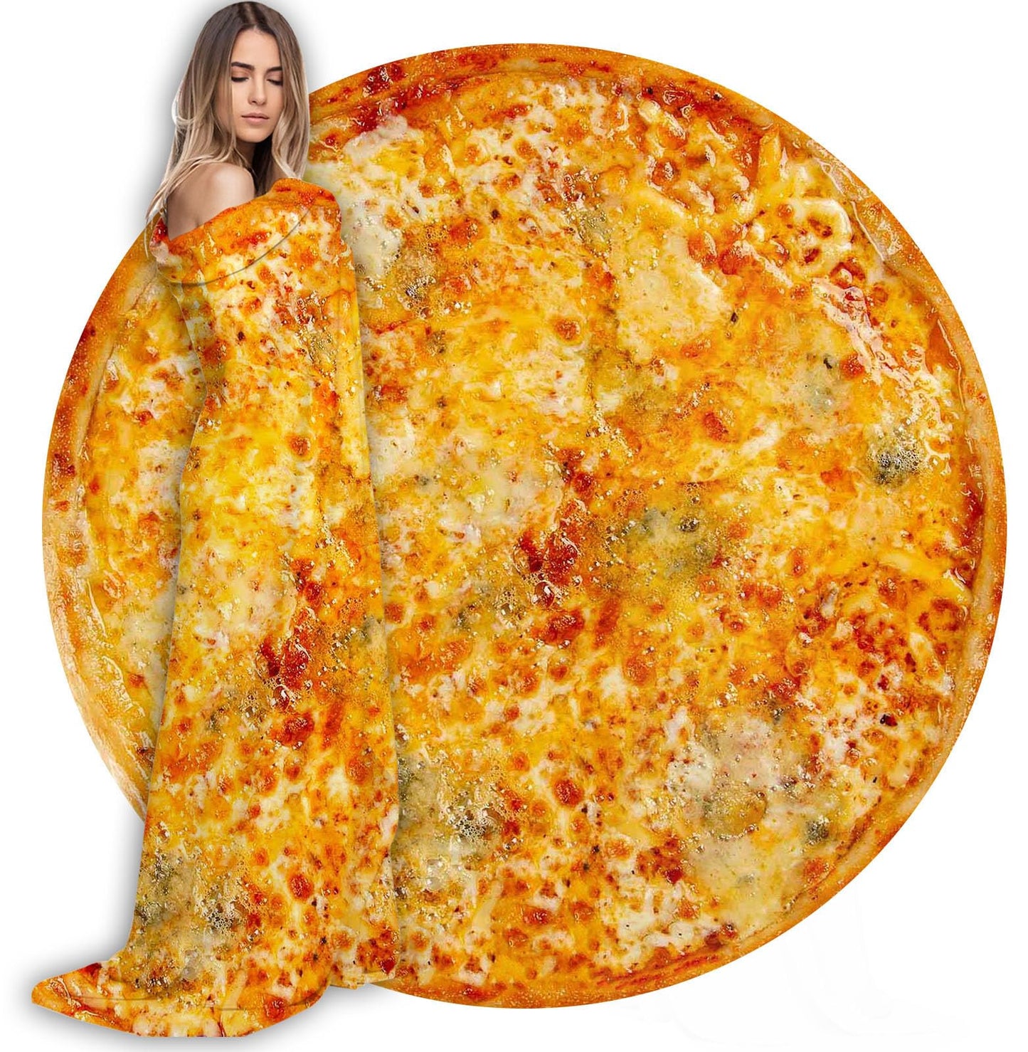 Ubnlkto Pizza Throw Blanket, Round Funny Food Blanket for Adults & Kids, Realistic 60