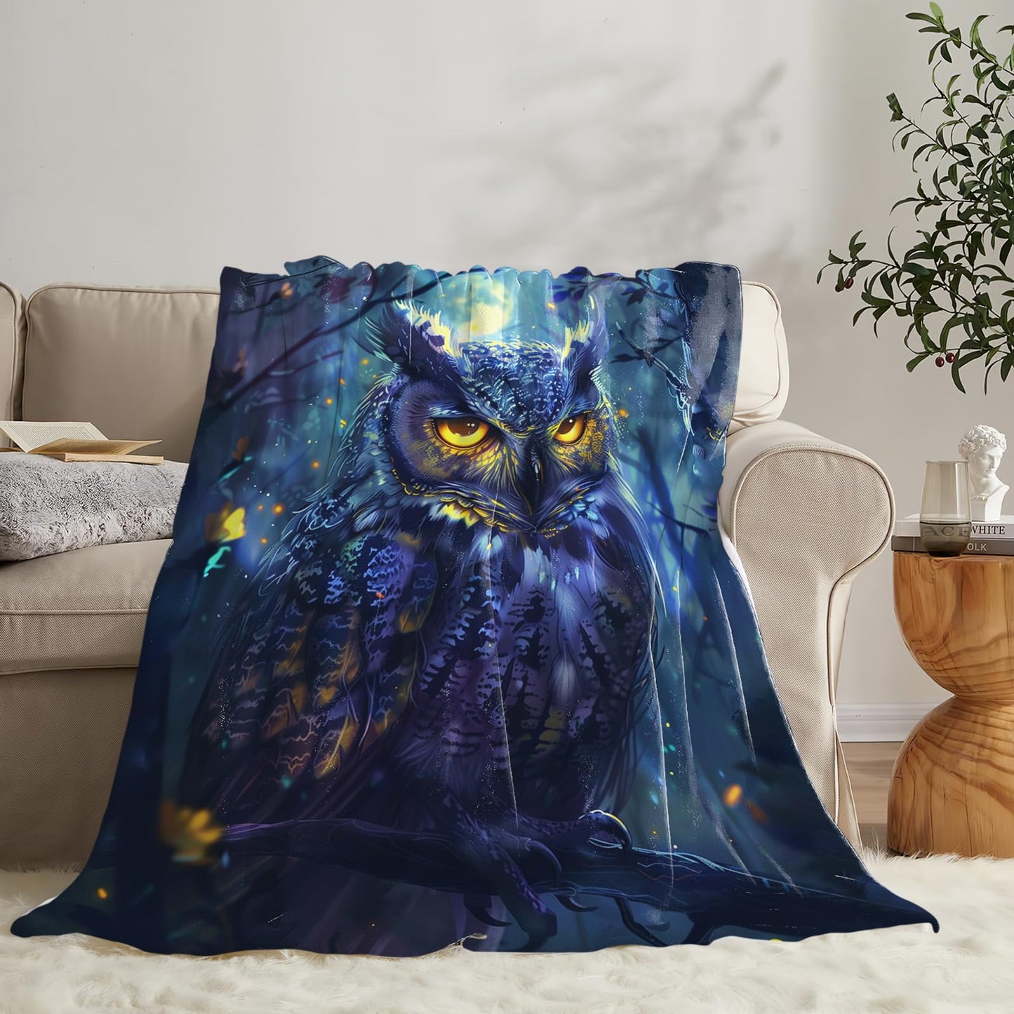 Tijuboni Owl Throw Blanket Owl Gifts for Girls Boys Women Men Kids Adults Soft Flannel Fleece Blanket for Couch Sofa Bed Home Decor 40"x50"