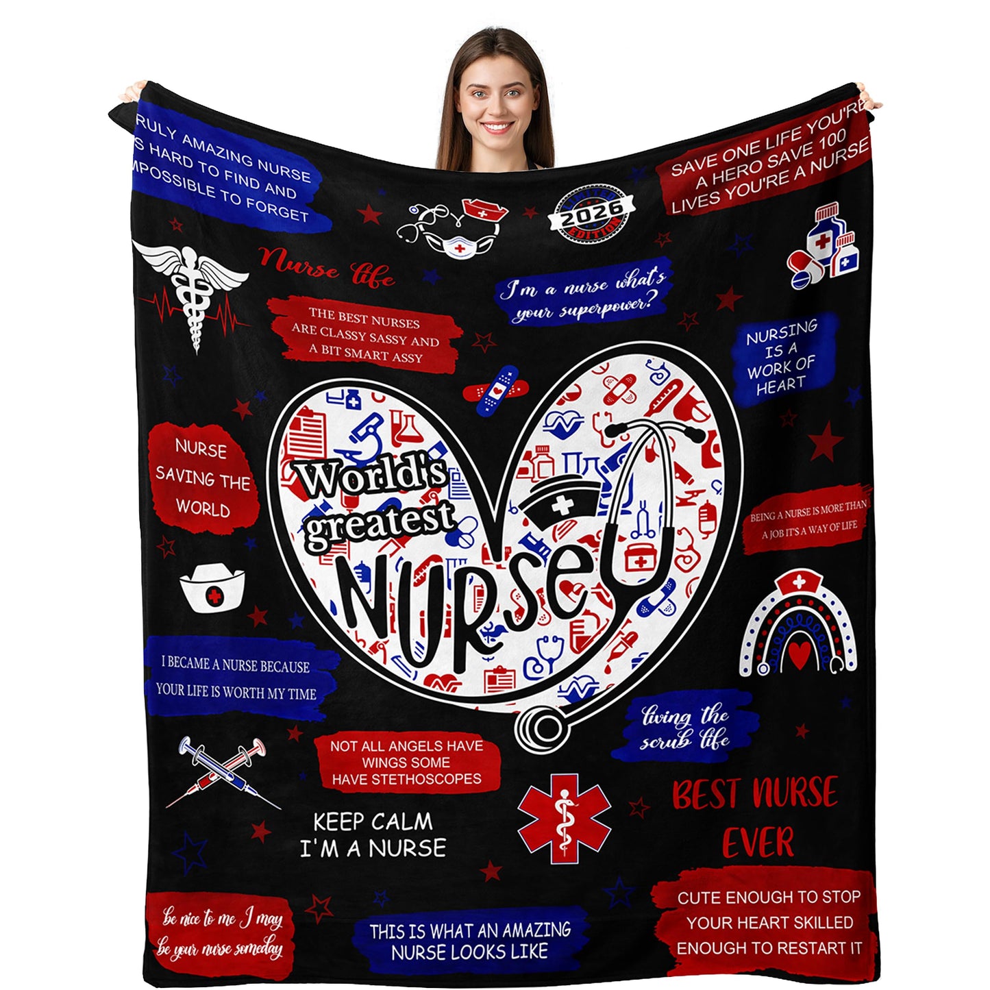 Sulpoie Nurse Gifts for Women Men, LPN RN Nurses Week/Day Appreciation Gift, Nursing Student Graduation Gift Throw Blanket 60" x 50"