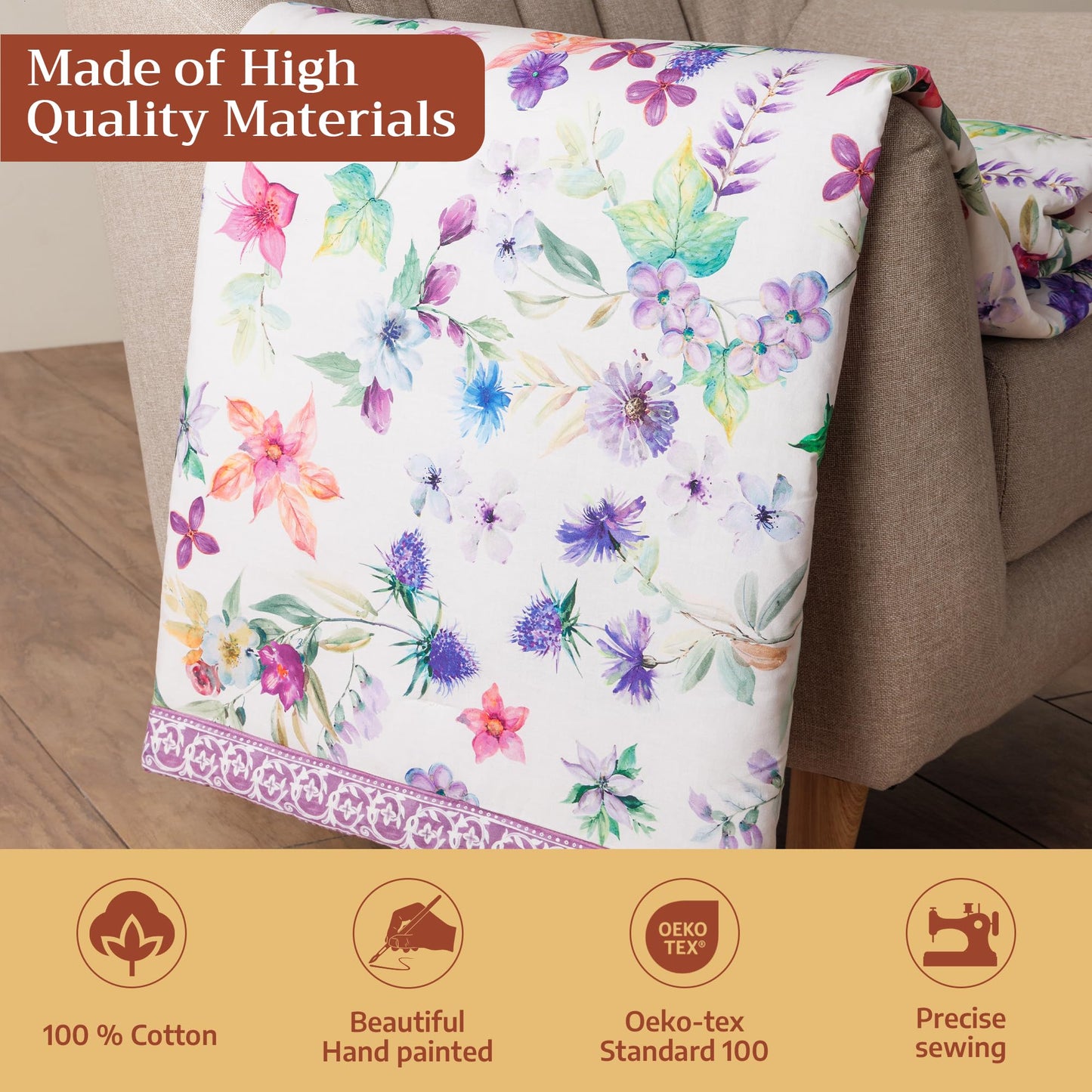 Maison d' Hermine Throw Blanket for Couch Lightweight Soft Warm Breathable Cotton Throw Blankets for Bed Girls Boys Women Men Gifts Sofa Travel Living Room Spring Summer (Chardon, 60" X 80")