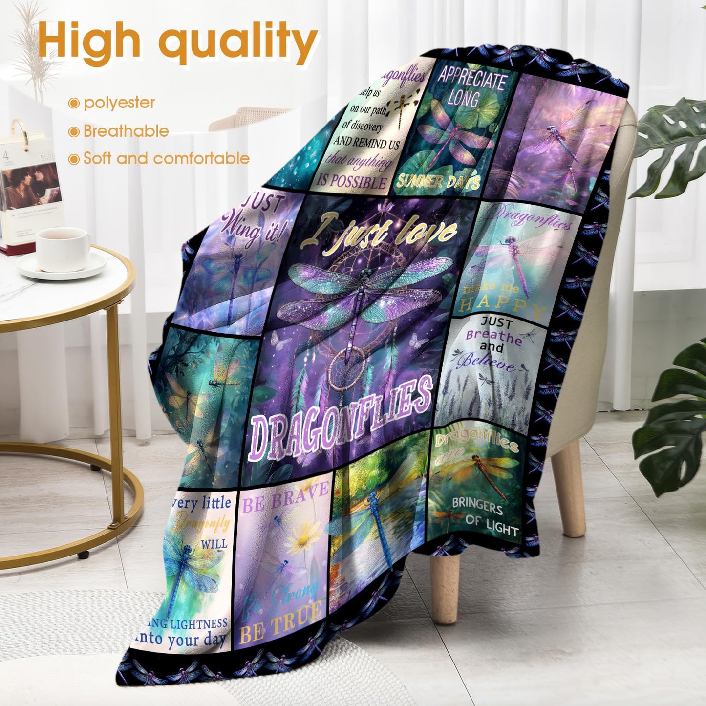 Hohoto Dragonfly Blanket Dream Catcher Gifts for Adults Women Girls Wife Mom Sisters Birthday Christmas Halloween Easter Mother's Day Presents Mom Wife Girlfriend Throw Blanket 50"x60"