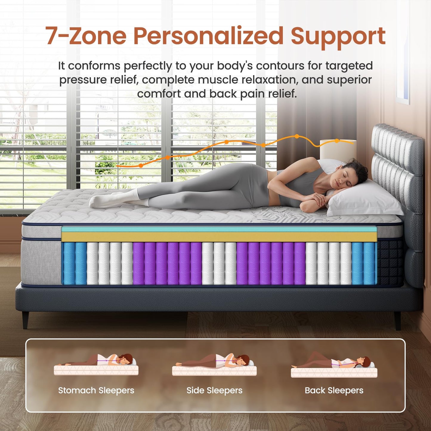 Extra Firm 14 Inch Queen Mattress, Hybrid Mattress Queen Size for Back Pain Relief & Cooling Comfort, CertiPUR-US Certified Mattresses in a Box, 365 Nights Trial &10 Years Warranty - Fiberglass Free