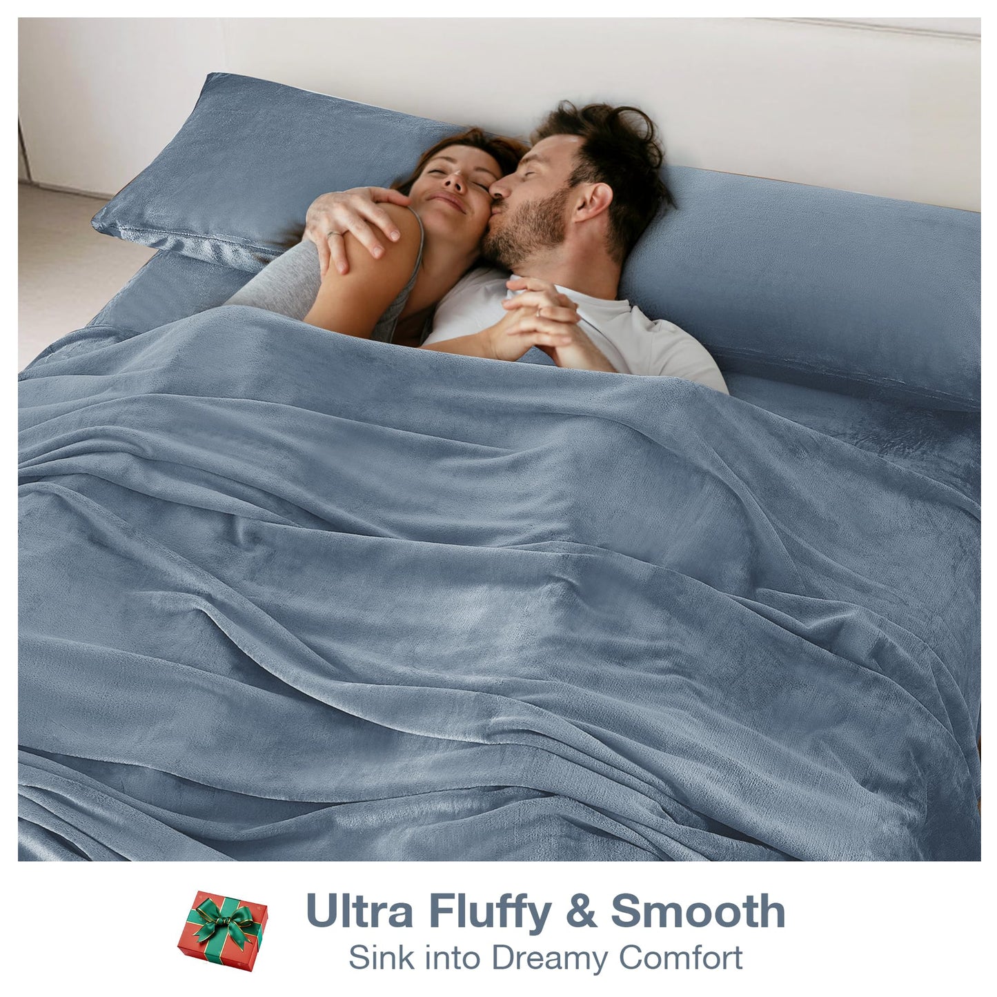 Softan Fleece Sheets Queen Size, Flannel Like Soft, Fuzzy Warm Plush Sheets, Velvet Polar Microfleece Bedding for Winter, Baby Blue
