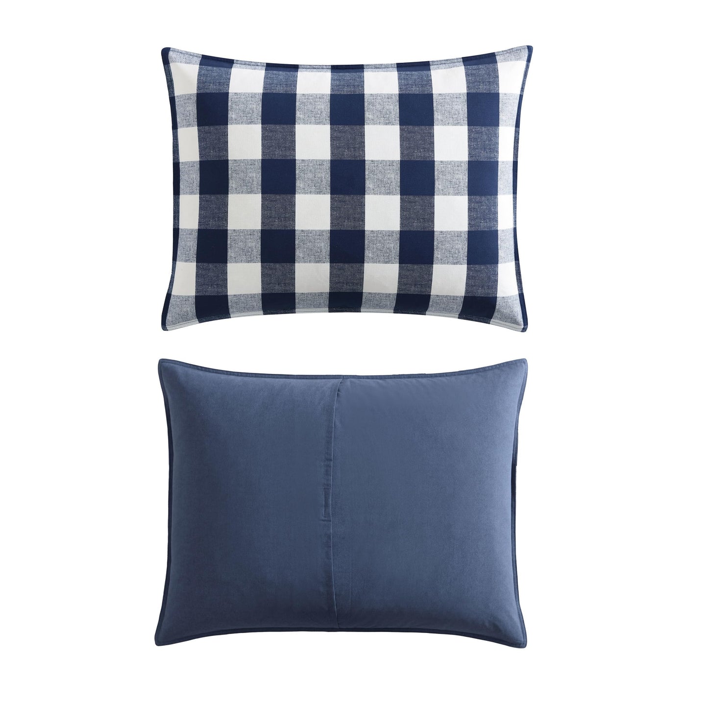 Eddie Bauer - Queen Comforter Set with Shams, Cotton Reversible Bedding, Medium Weight All-Season, Lakehouse Plaid Blue