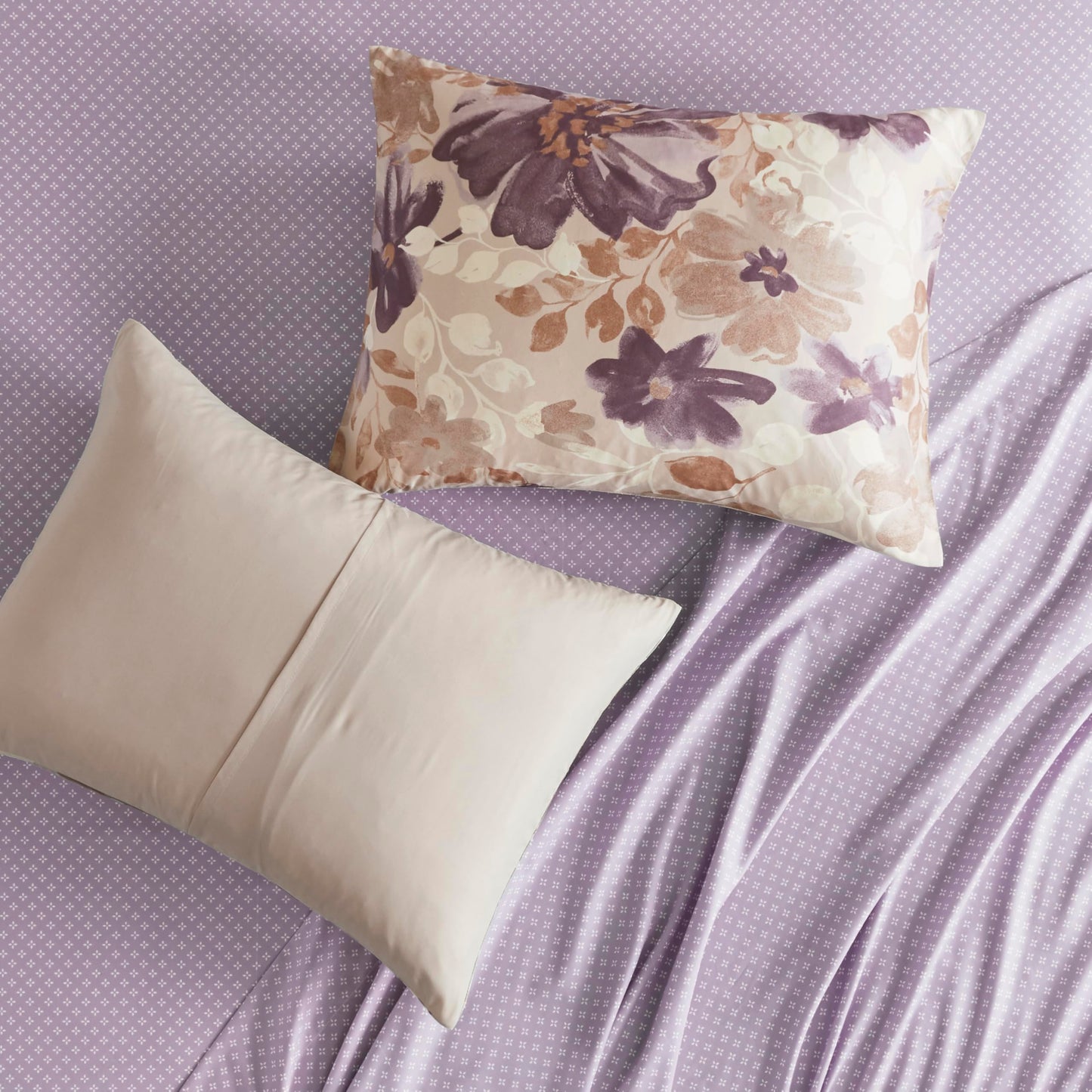 Madison Park Essentials Twin Comforter Set with Sheets, Floral Bed in A Bag Microfiber Comforter for Twin-Size Bed, Shabby Chic Bedding Set Diamond Printed Sheet, Luna, Taupe 5 Piece