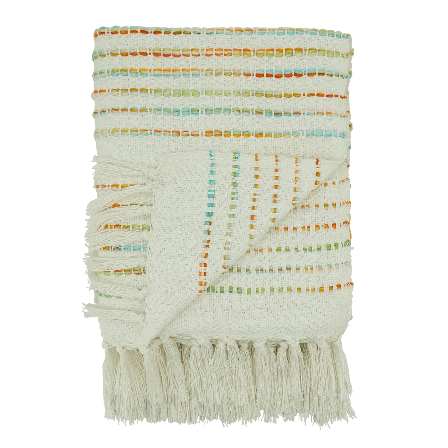 SARO LIFESTYLE Rainbow Stripe Throw Blanket