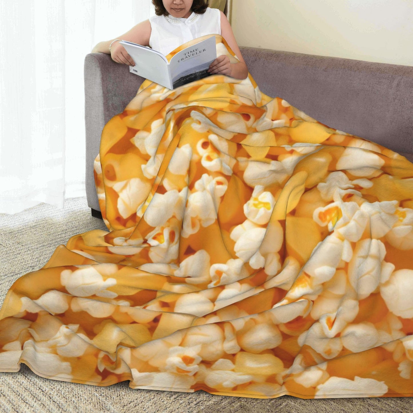 Popcorn Pattern Blanket Funny Food Soft Throw Flannel Blankets for Bed Couch Bedroom Living Room 60"x50"