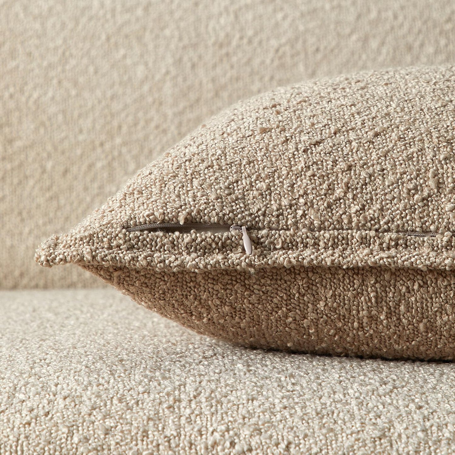 JUSPURBET 14x24 Pillow Covers Set of 2 Decorative Throw Pillow Covers Case for Couch Sofa Bed Soft Boucle Textured Lumbar Cushion Covers with Hidden Zipper for Home Decor Living Room,Oatmeal