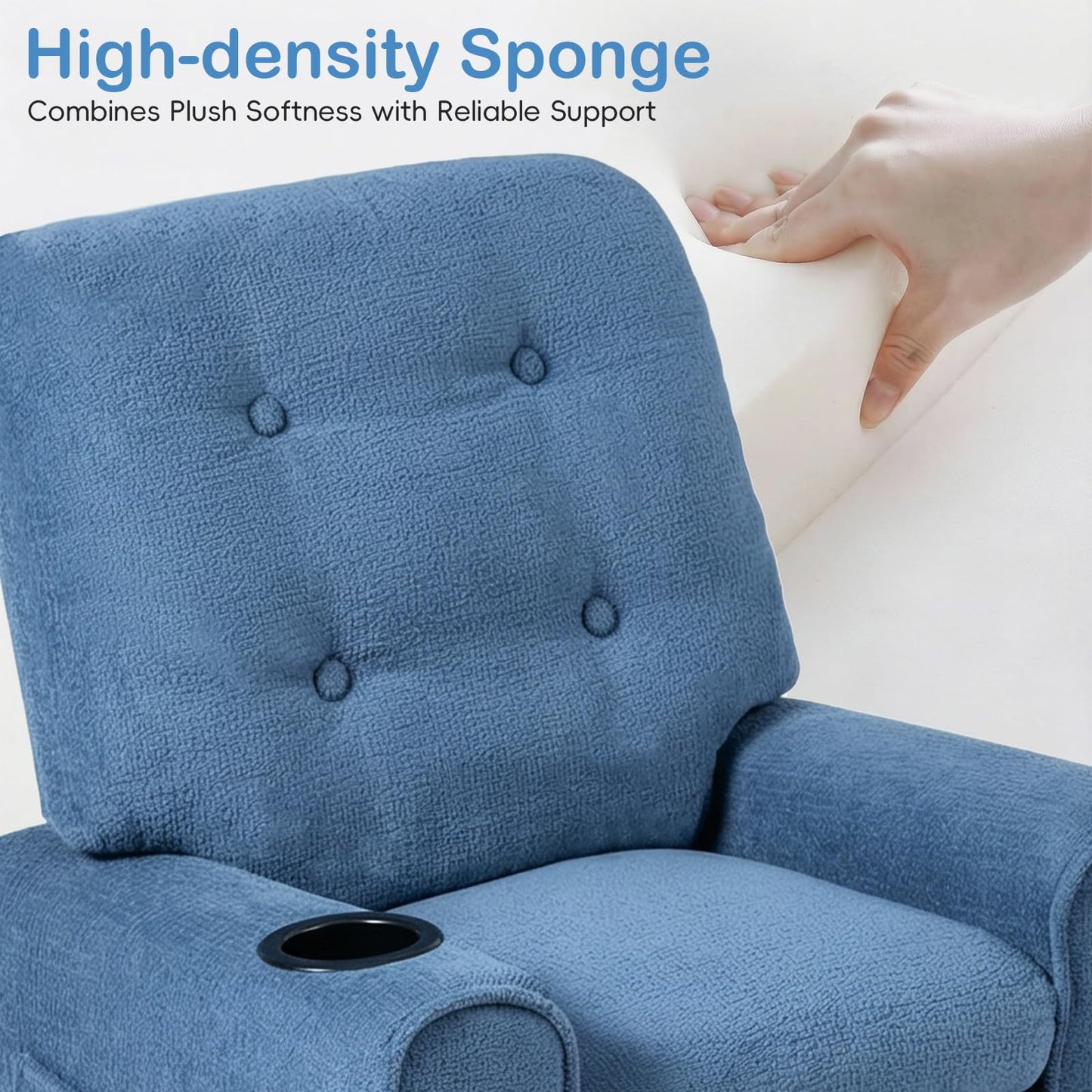 INFANS Kids Recliner, Toddler Lounge Chair with Adjustable Backrest Footrest Cup Holder Side Pockets, Velvet Leather Toddler Couch