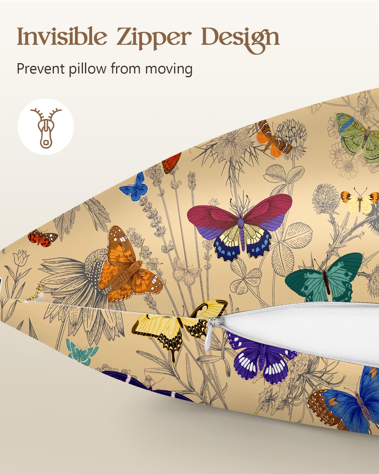 Miss Adola 2 Pack Mulberry Silk Pillowcase for Hair and Skin - Standard Size 20 x 26 Inches with Hidden Zipper Line Butterfly 19 Momme Soft Sleeping Silk Pillow Case for Women, Moms