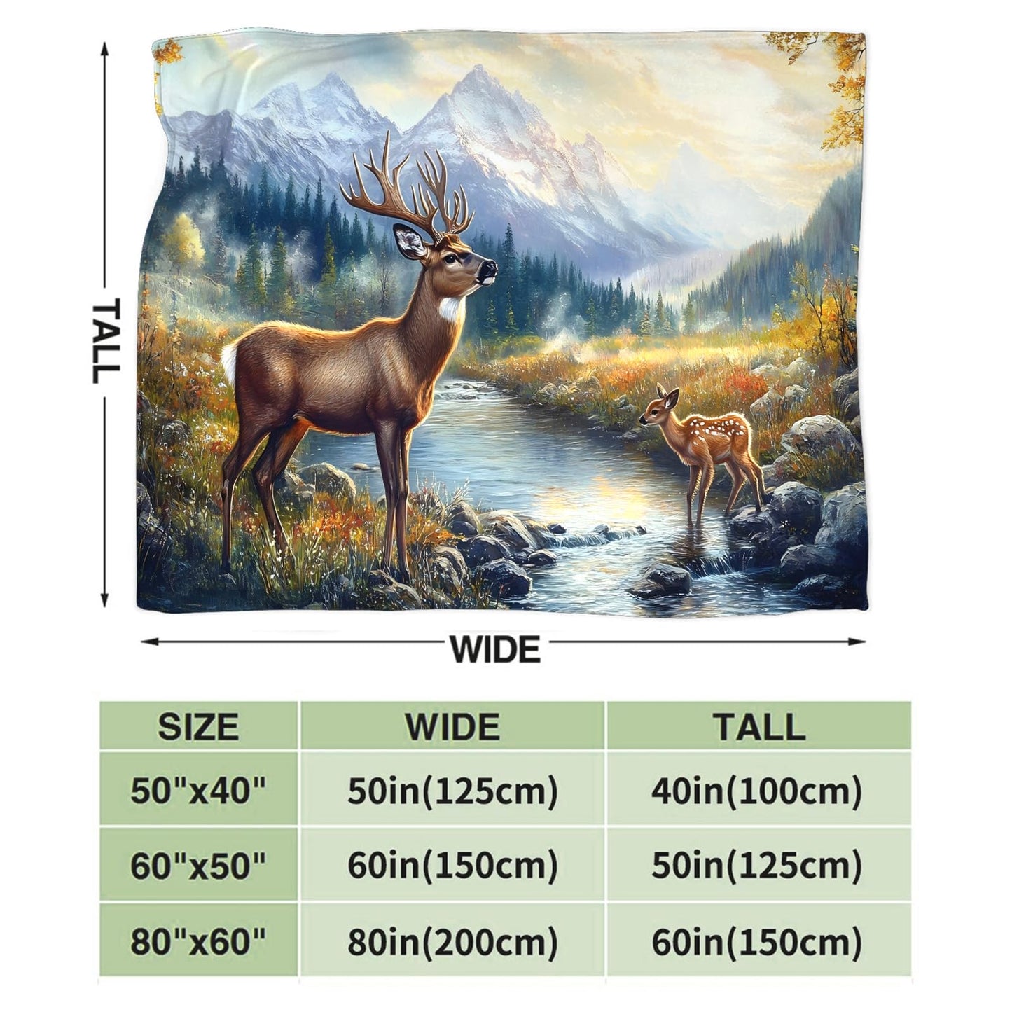 Tijuboni Elk Deer Throw Blanket Mountain Cabin Gifts for Women Men Girls Boys Kids Adults Soft Flannel Fleece Blanket for Couch Sofa Bed Home Decor 40"x50"