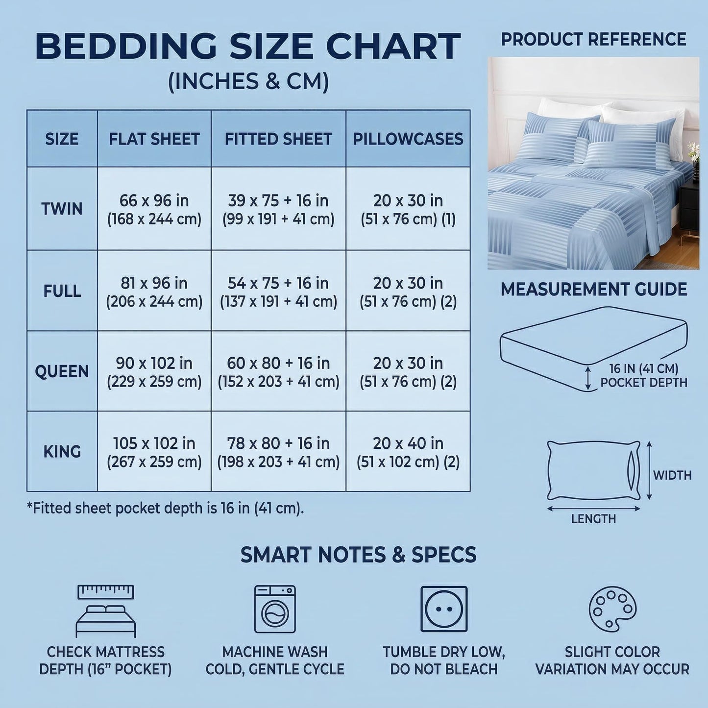 HCORA Striped Queen Sheet Set, Ultra Soft Double Brushed Microfiber Bed Sheets, Deep Pocket, Breathable, Wrinkle Resistant, Easy Care, 4PC, Queen Size
