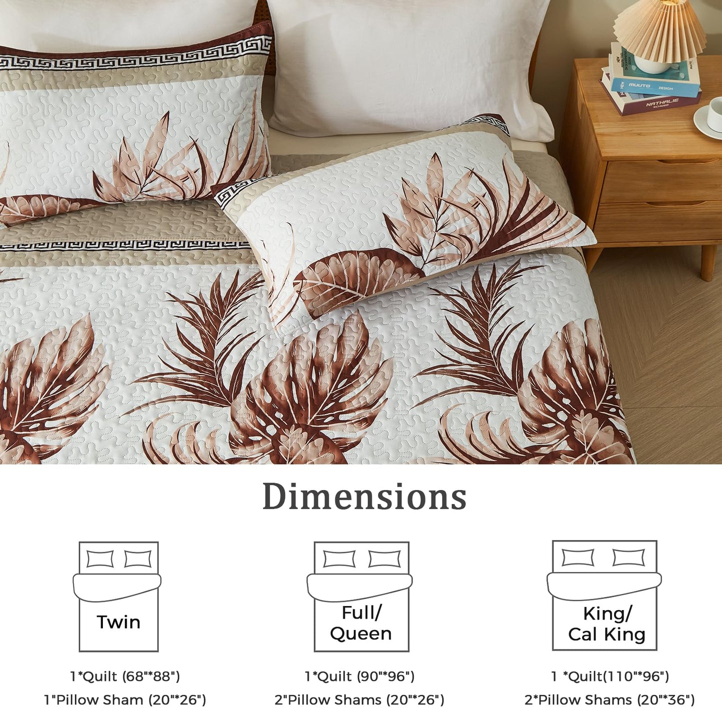 OARAGE Quilt Bedding Set, Beige King/Cal King Comforter Set, Bedding Comforter Sets, Soft Lightweight Bedspread, Ultrasonic Microfiber Bed Coverlet for All Season (1 Quilt,2 Sham)