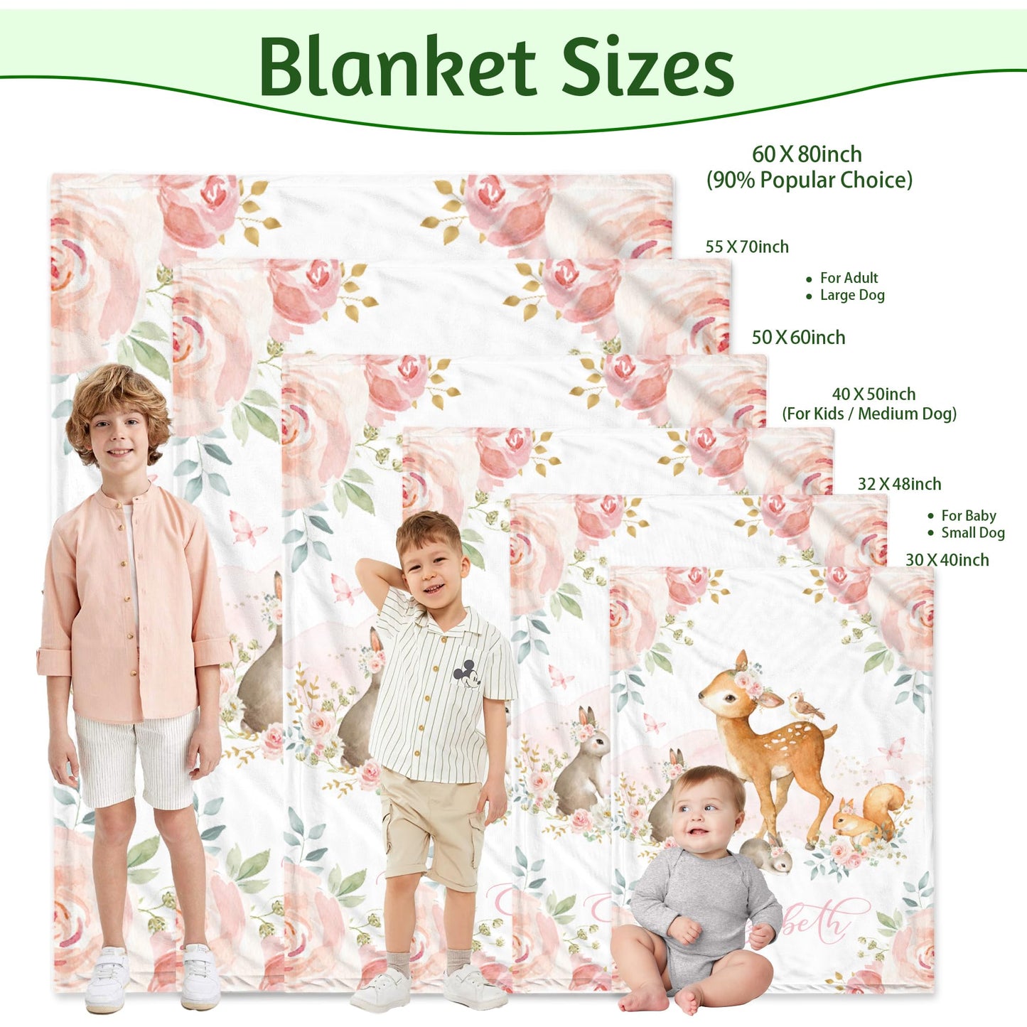 Personalized Baby Blankets for Girls, Custom Baby Girl Gifts Blanket with Name, Soft Throw Blankets, Receiving Newborn Blanket, Customized Babies Shower Christmas Birthday Gifts