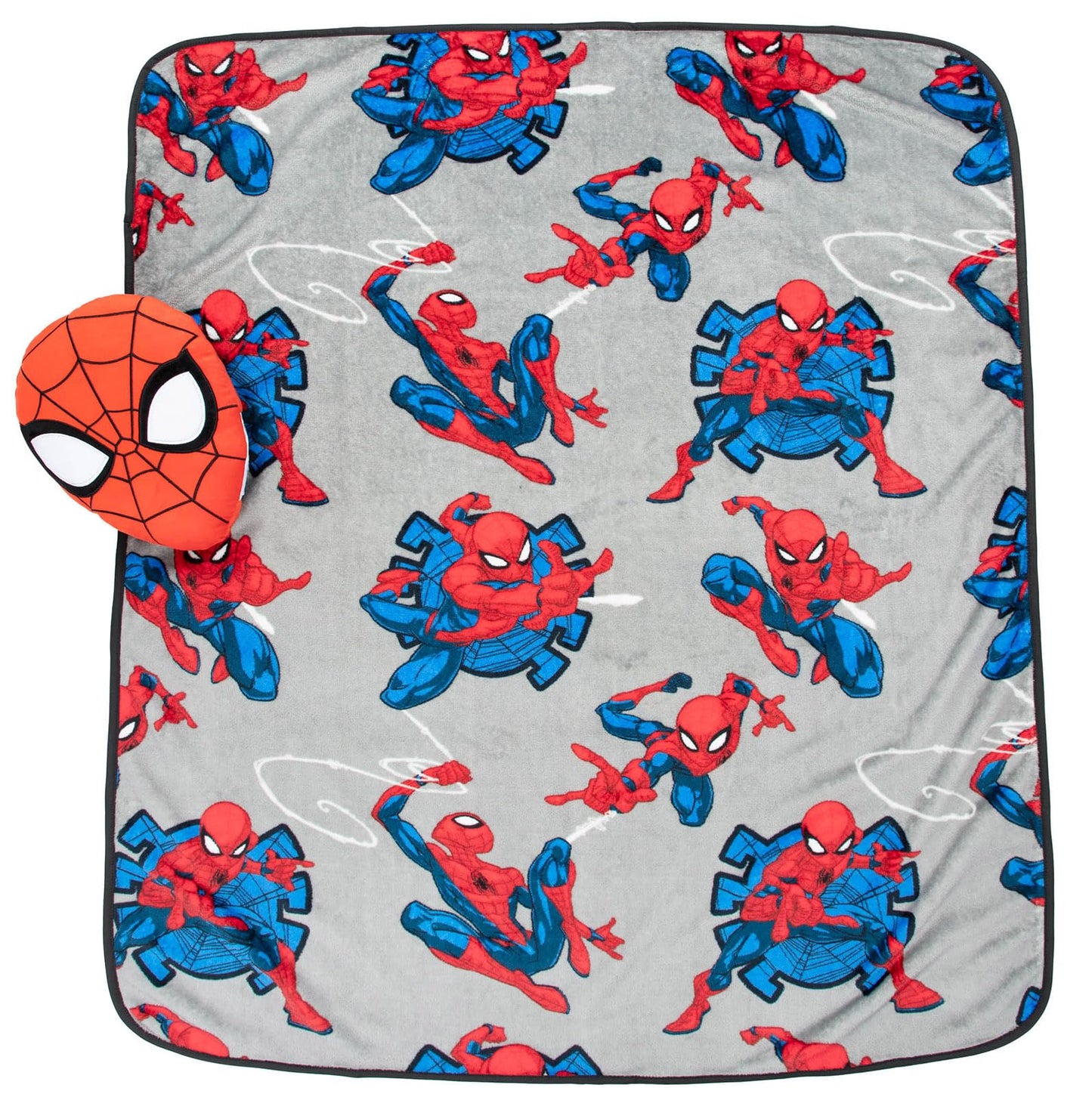 Jay Franco Spiderman Nogginz Set - 40 x 50 Inch Throw Blanket & Pillow - Kids Super Soft 2 Piece Bedding Set